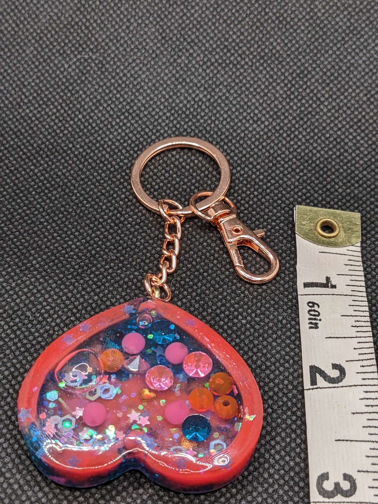 Pink & Teal heart Shaker Keychain - Keychain