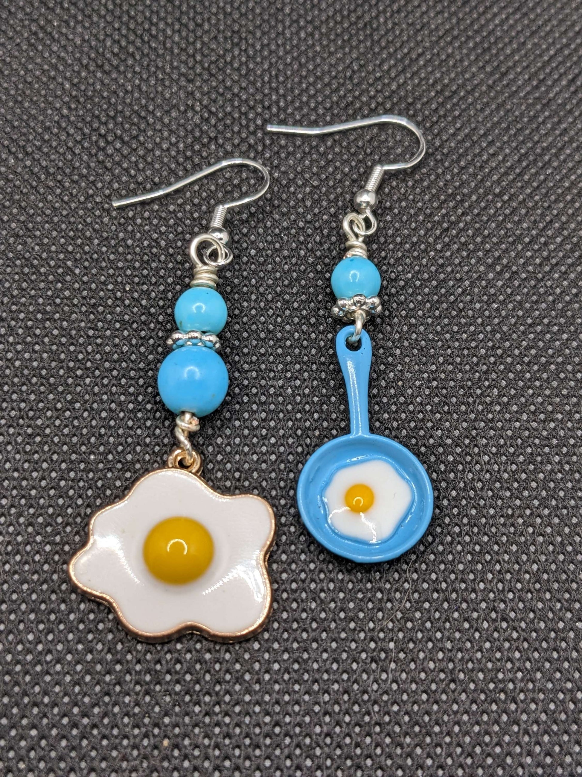 Turquoise & Fried Egg Earrings - Earrings