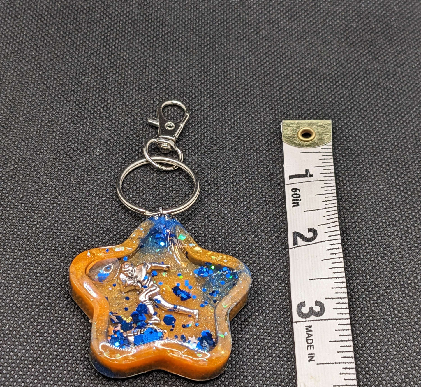 Blue & Orange Football star Shaker Keychain - Keychain