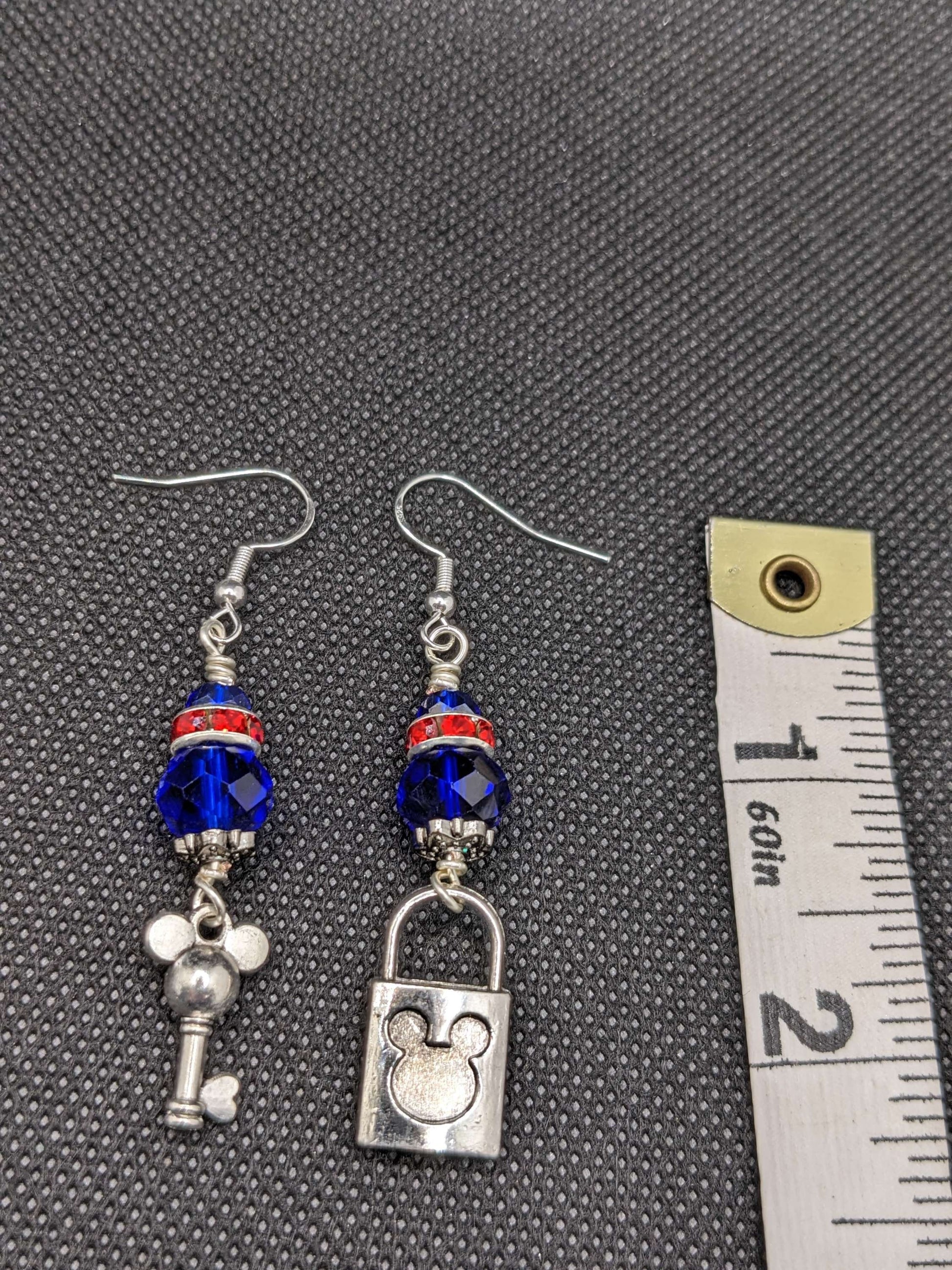 Mickey key & lock Blue Earrings - Earrings