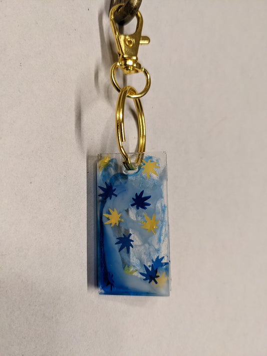 Blue & Gold Leaf Keychain - Keychain