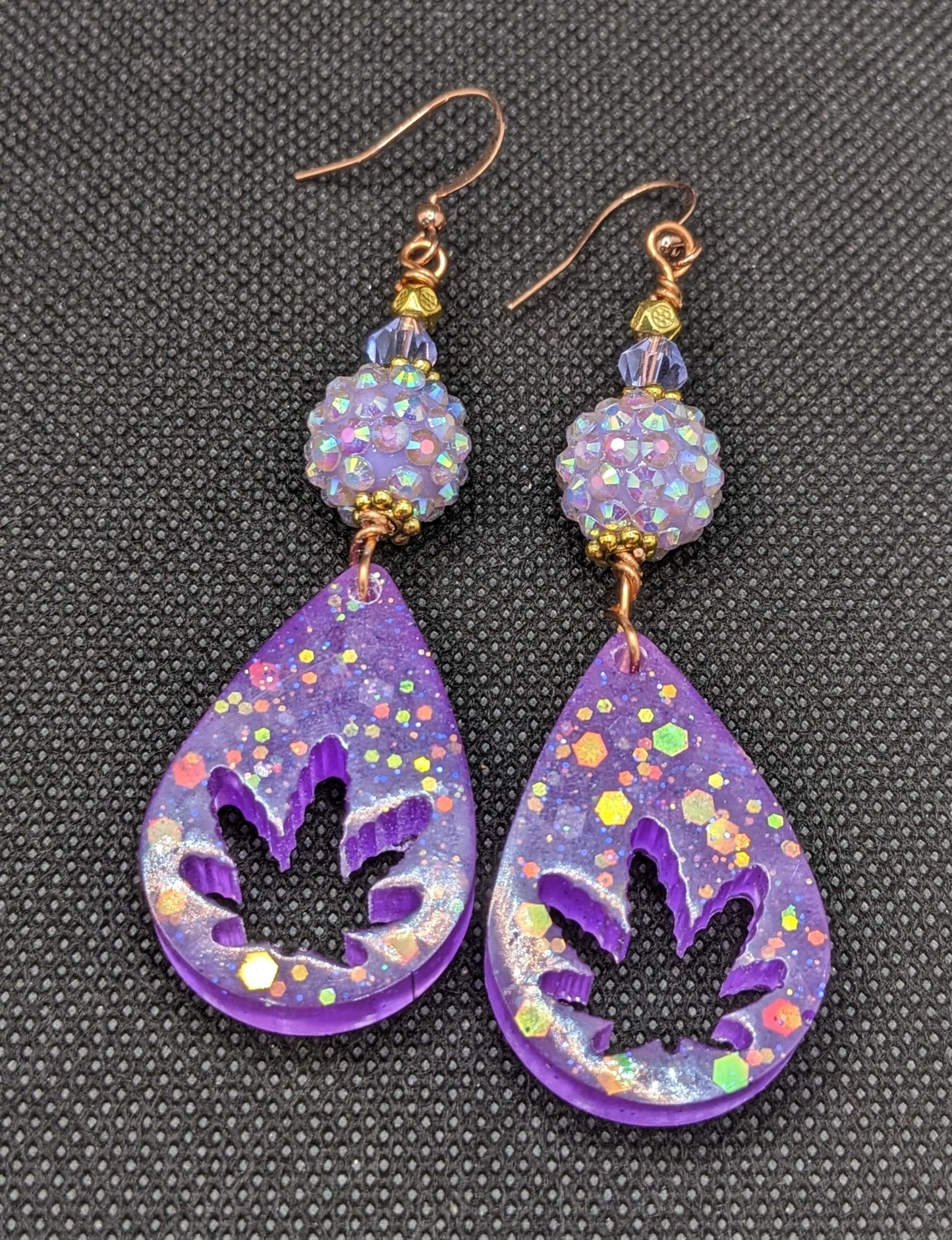 Purple Leaf Earrings - Earrings