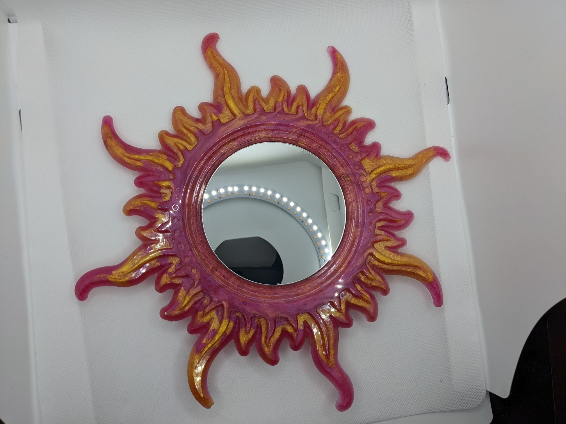 Pink & Gold Sun Mirror - Keychain