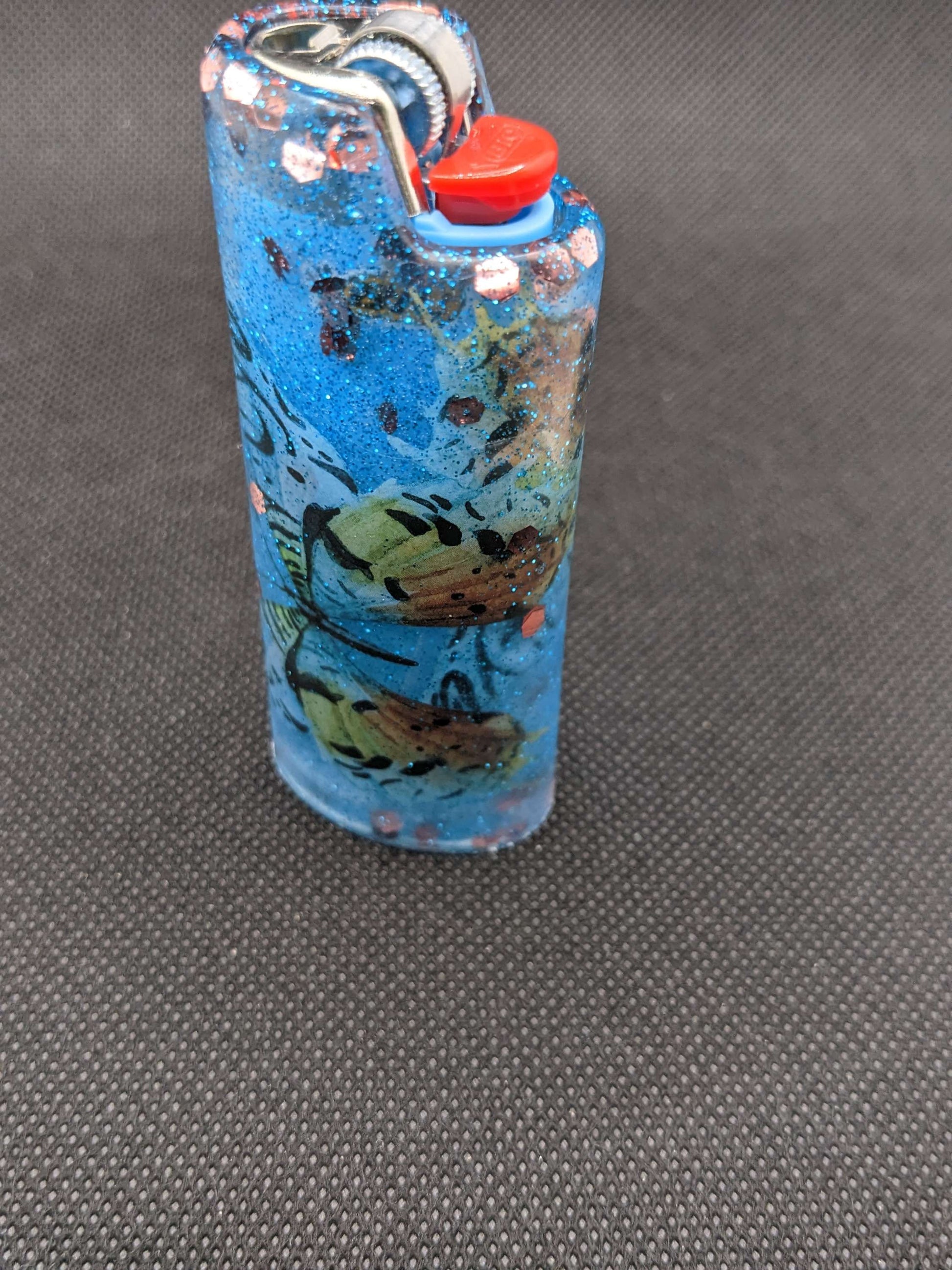 Turquoise & Rose gold Butterfly Lighter Cover - Keychain