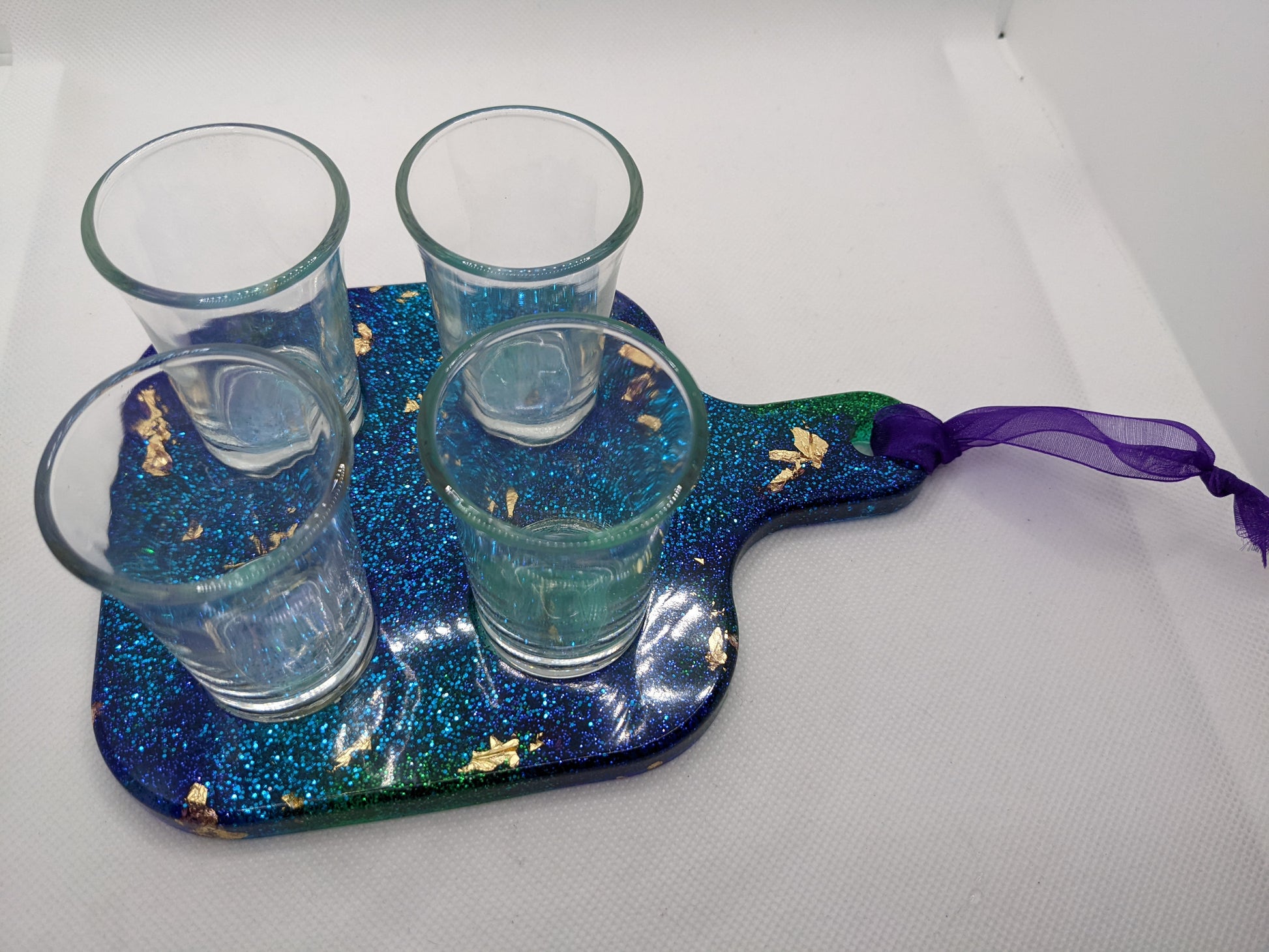 Purple & Teal Shot Glass Tray - Keychain