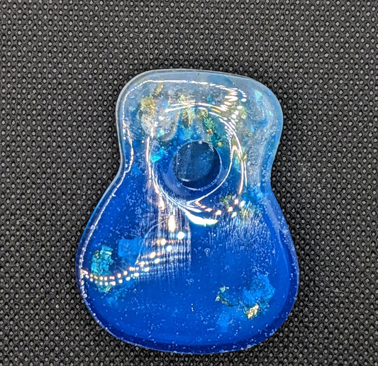 Electric Blue Guitar Pick Case - Keychain