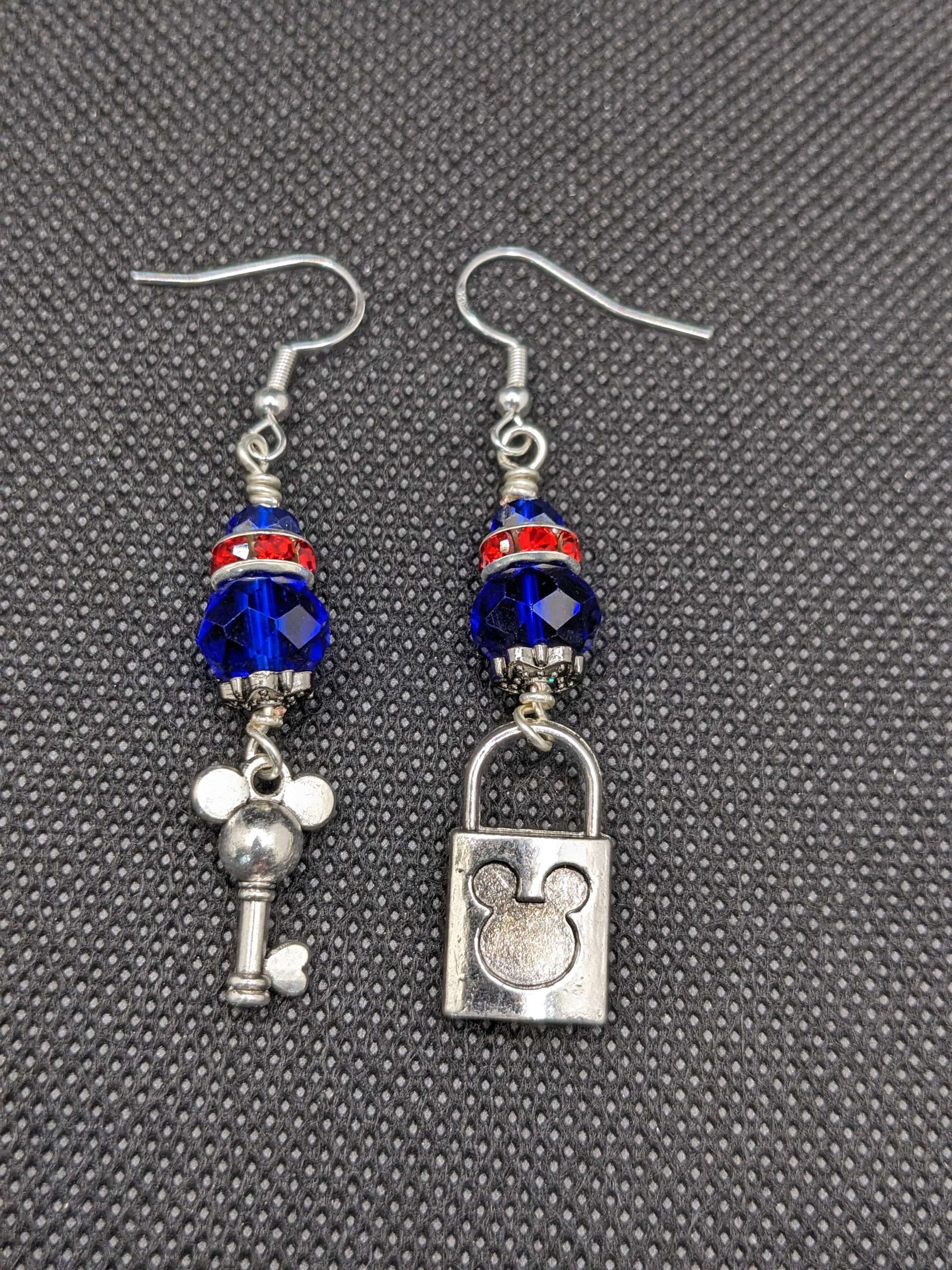 Mickey key & lock Blue Earrings - Earrings