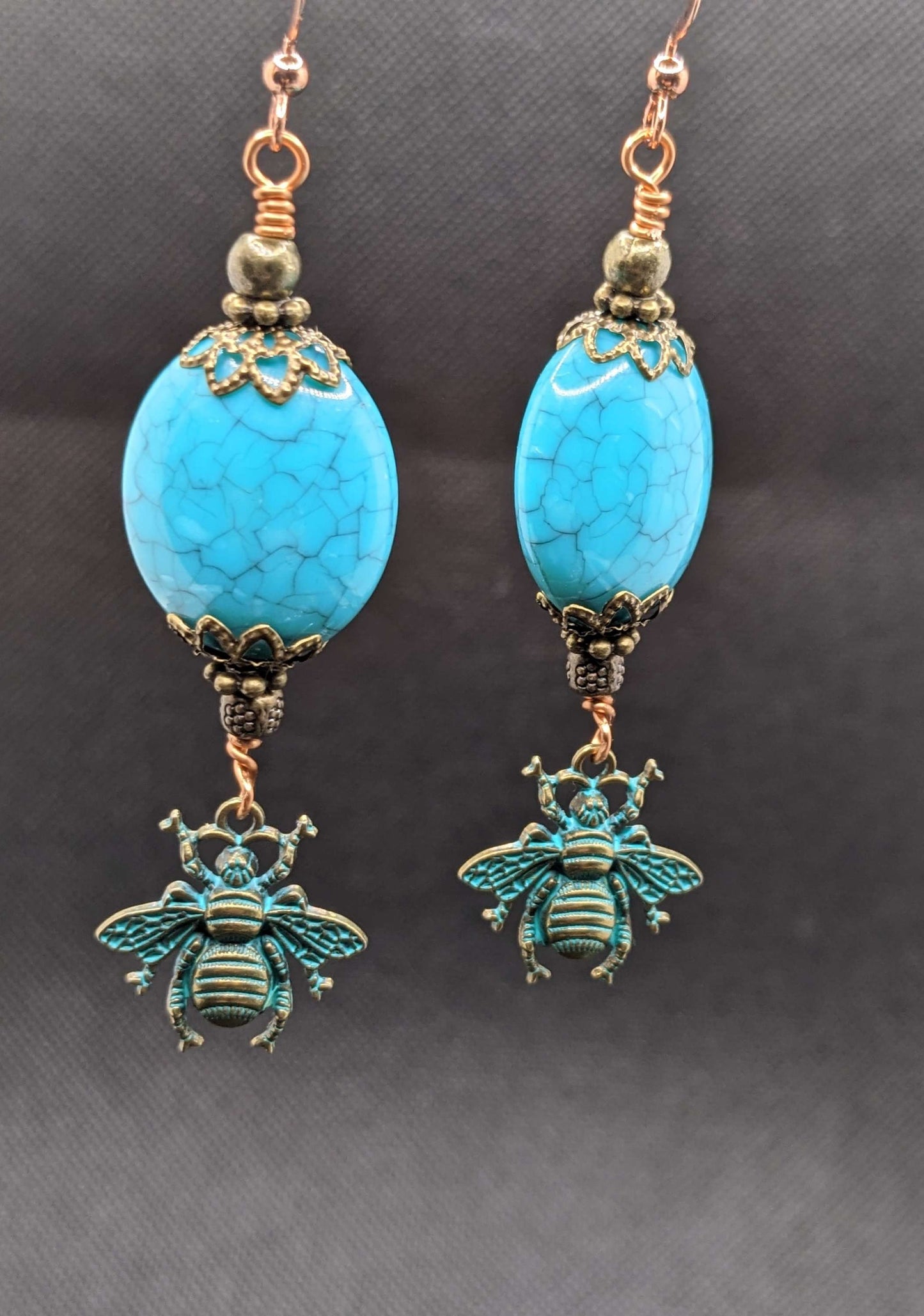 Turquoise Busy Bee Earrings - Earrings