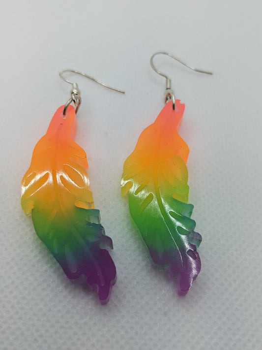 Rainbow Feather Earrings - Earrings