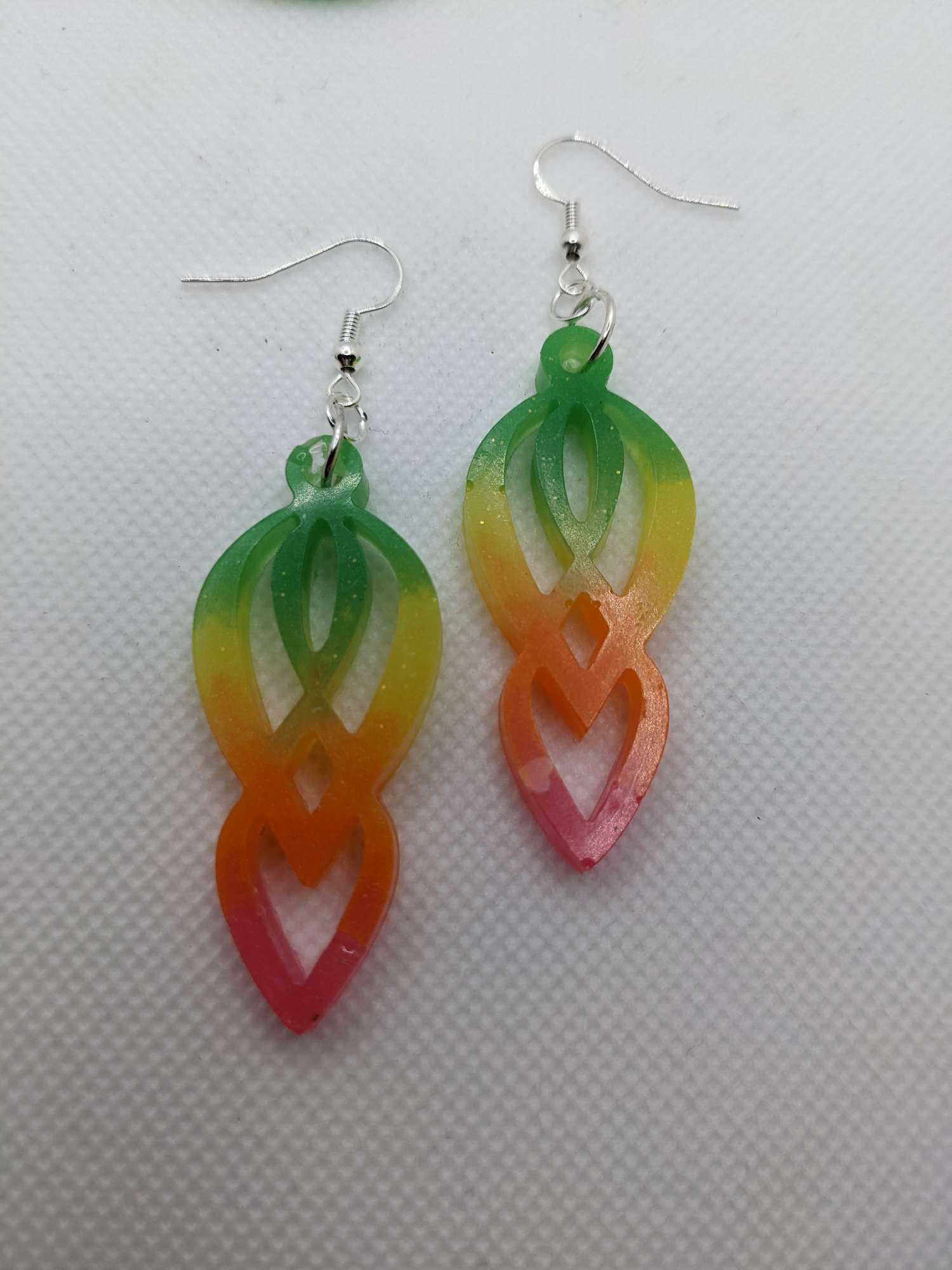 Green, Yellow, Orange & Pink Earrings - Earrings