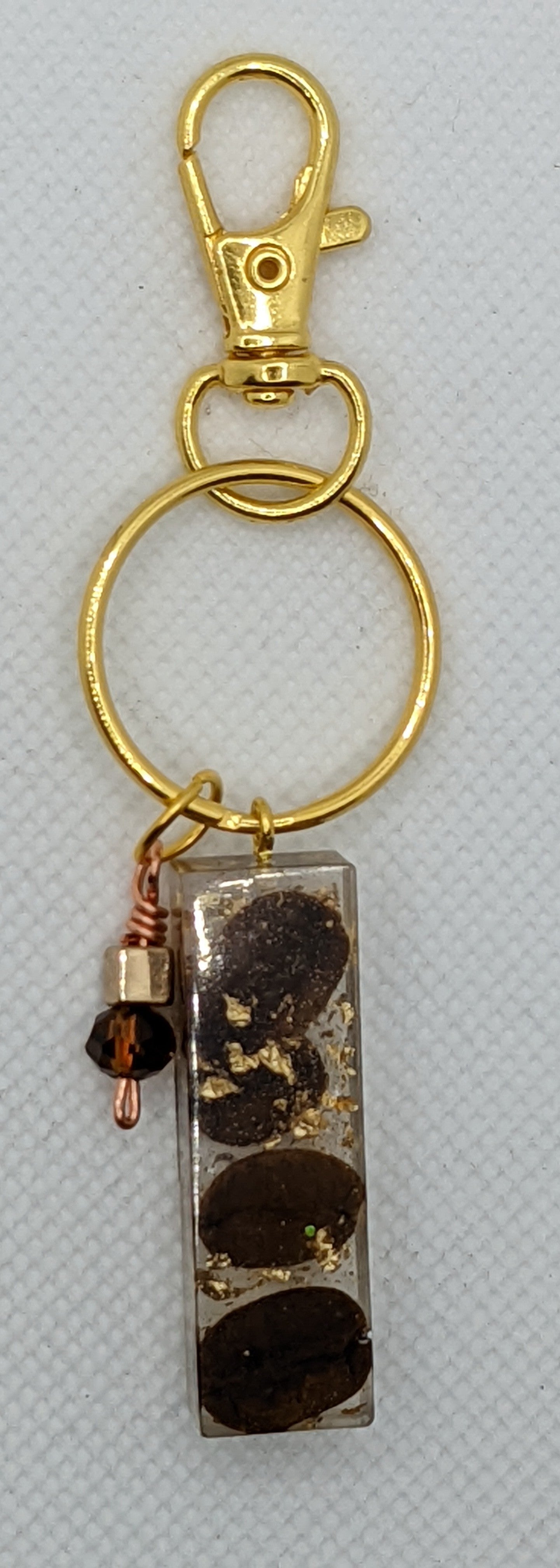 Coffee Beans & Gold Keychain - Keychain