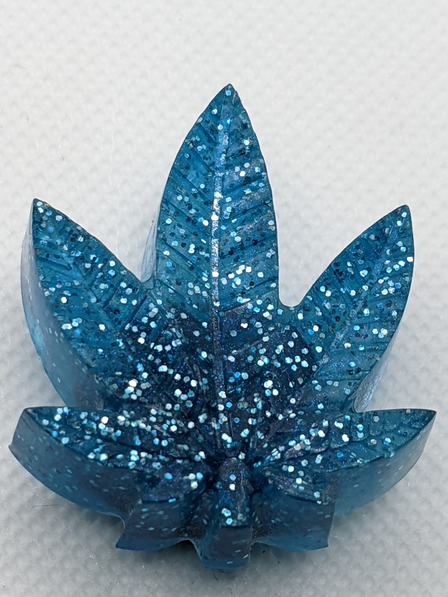 Teal Glitter Leaf Magnets - Keychain