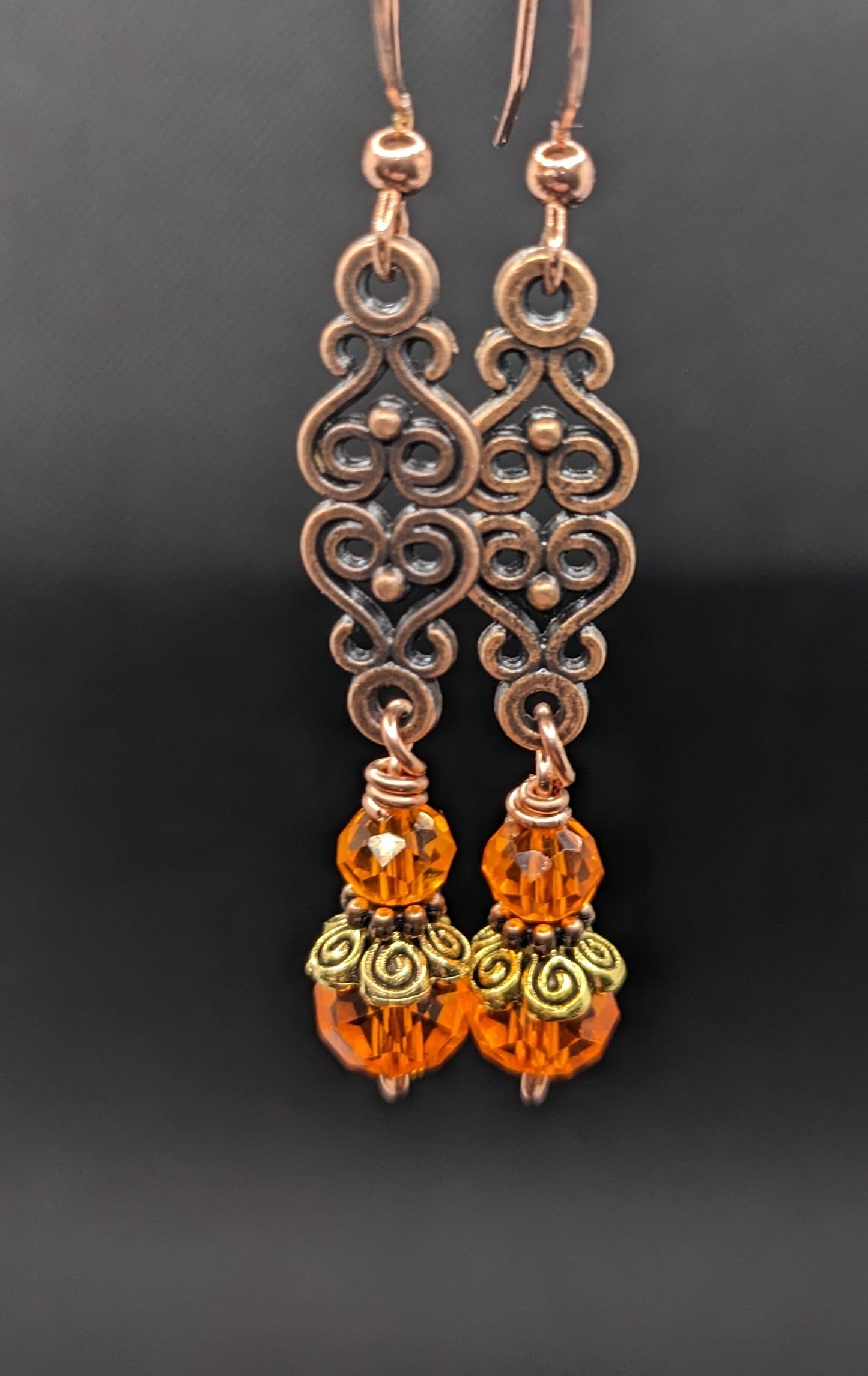 Orange crystal Earrings - Earrings