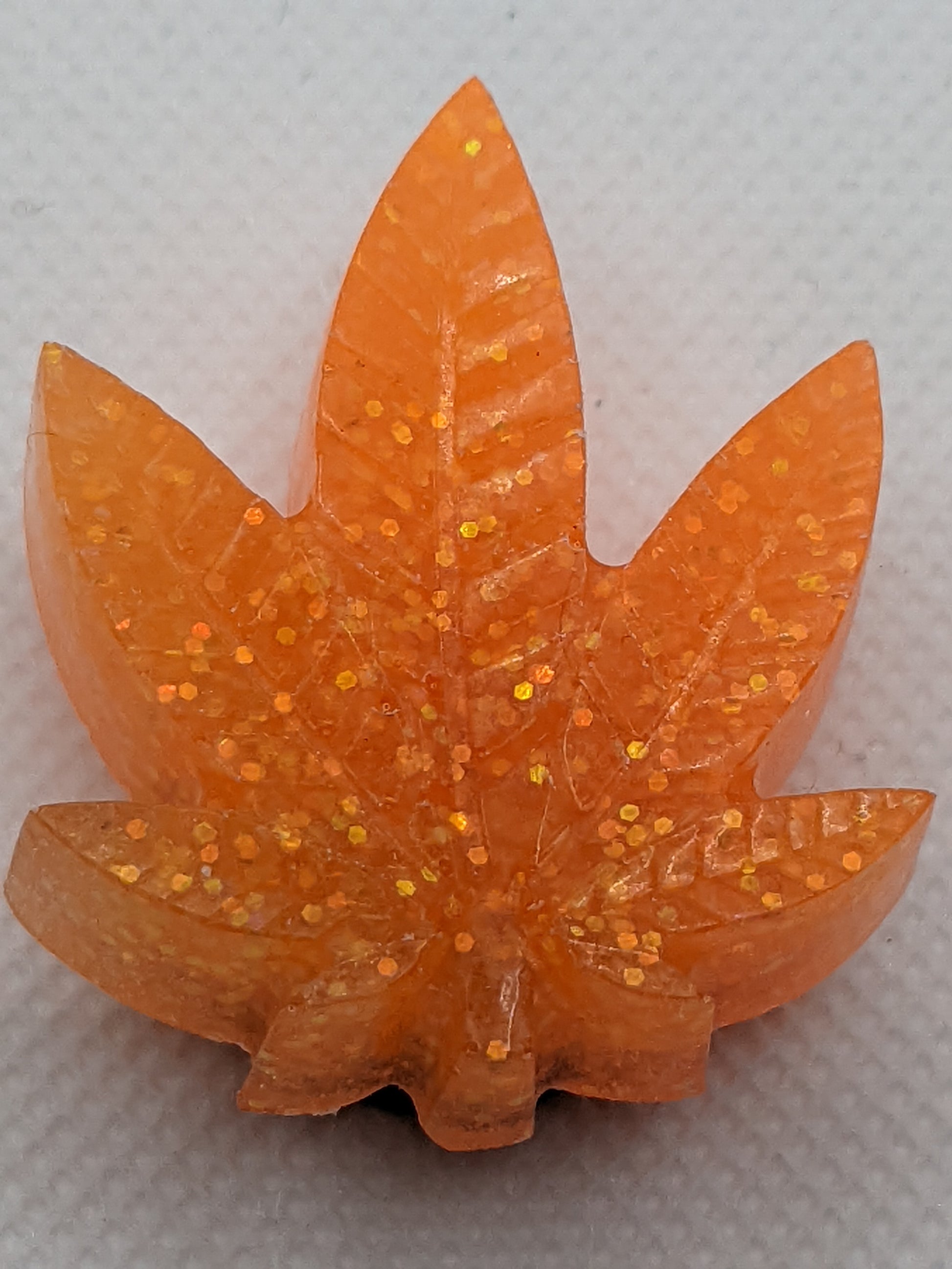 Orange Neon Glitter Leaf Magnets - Keychain