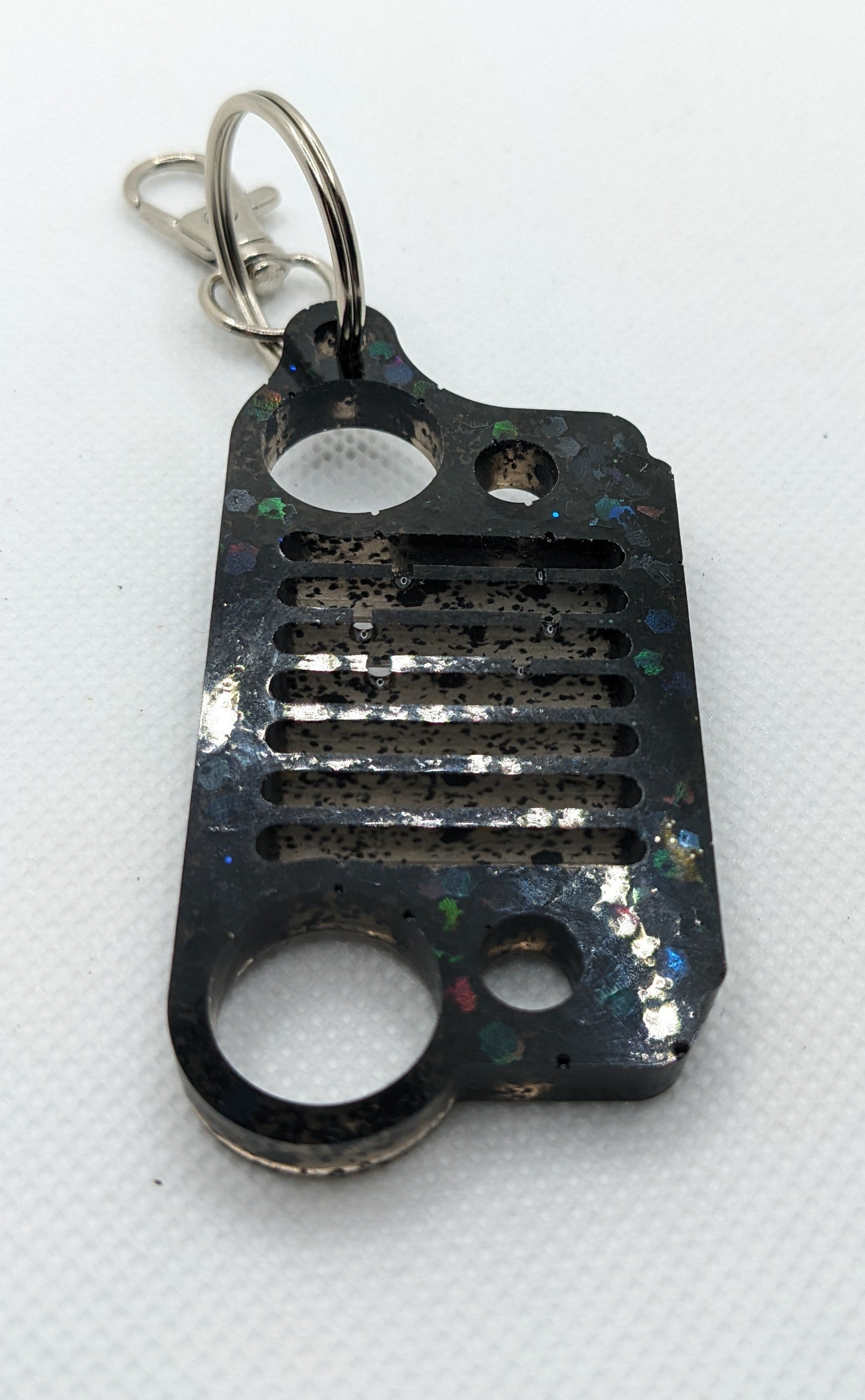 Black Holographic Glitter 4x4 Grill - Keychain