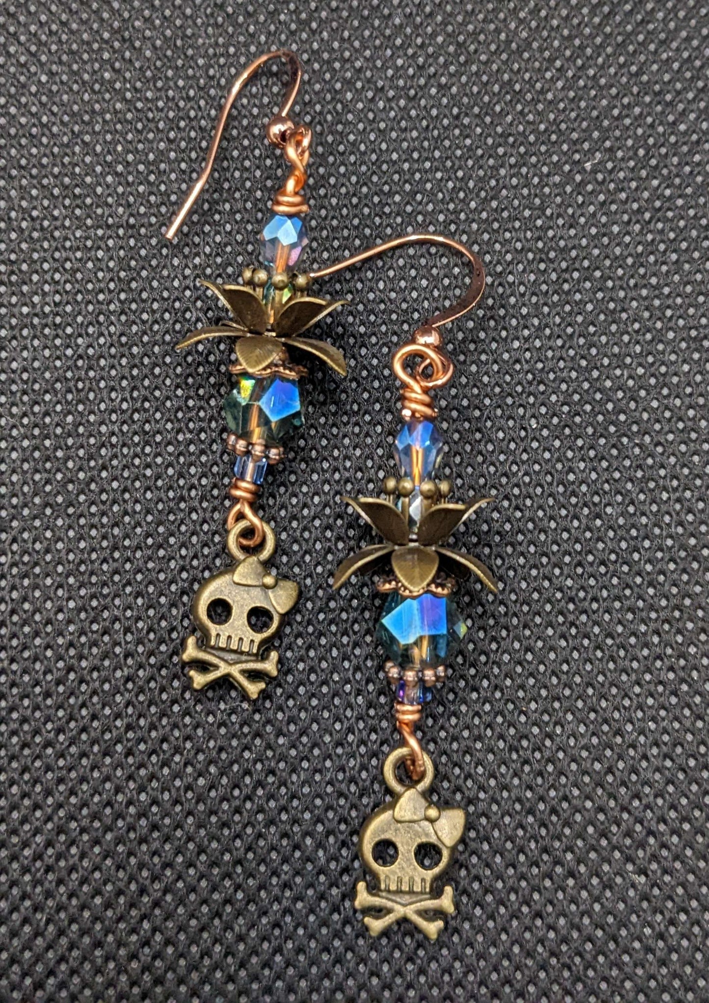 Antique Blue Skull & Crossbone Earrings - Earrings