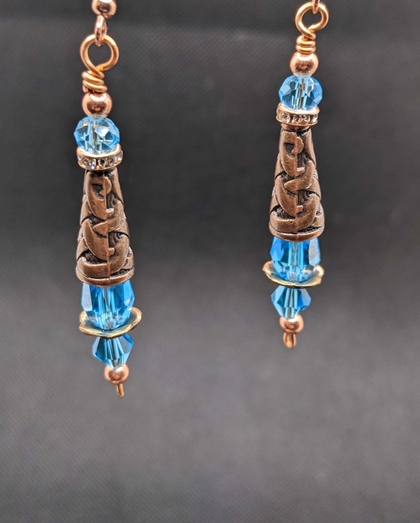 Aquamarine & Copper Earrings - Earrings