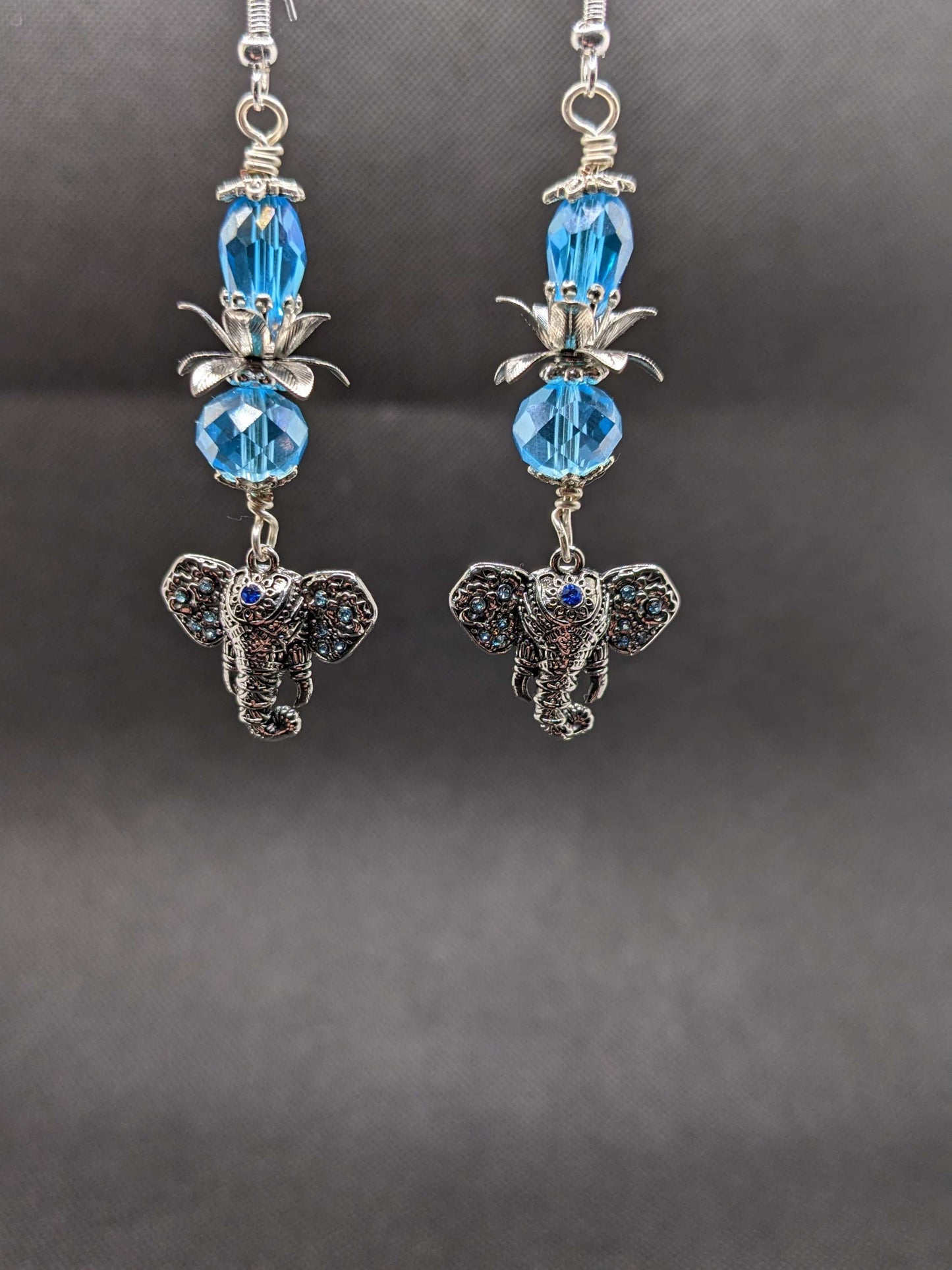 Aquamarine Elephant Earrings - Earrings