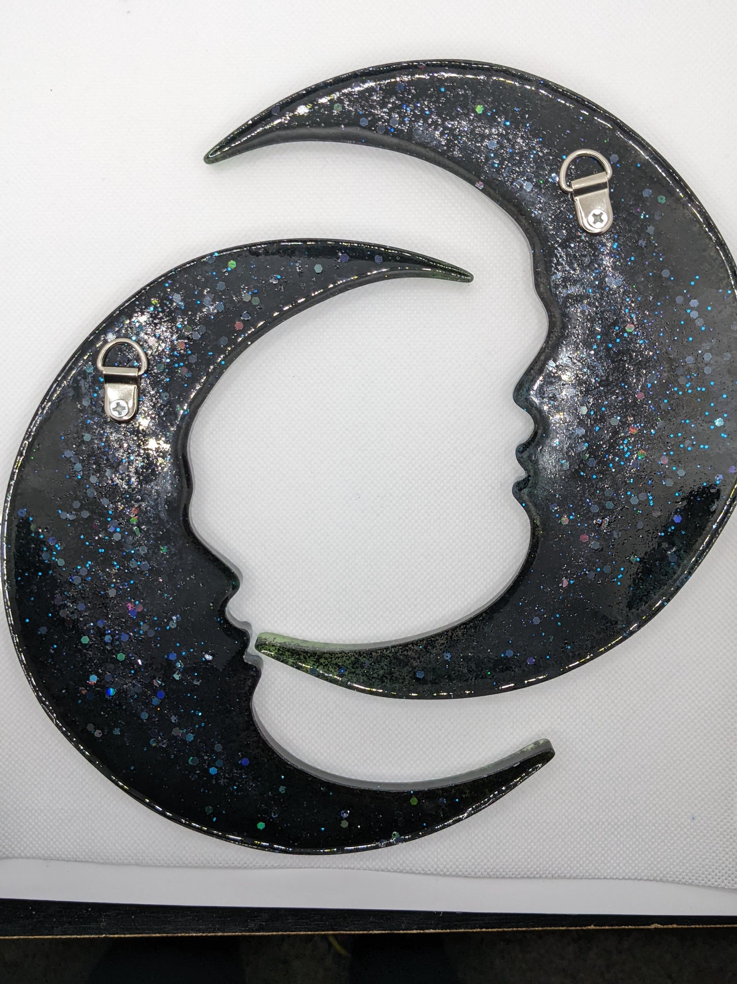 Black glow in the dark moons - Keychain