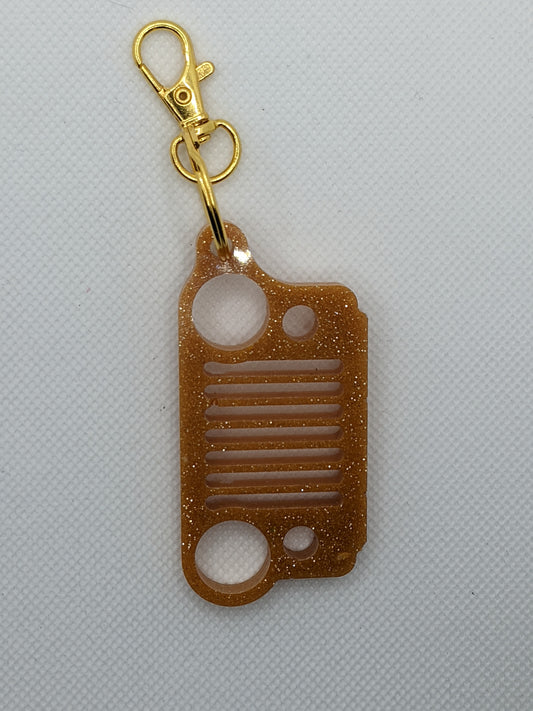 Gold Glitter 4x4 Grill - Keychain