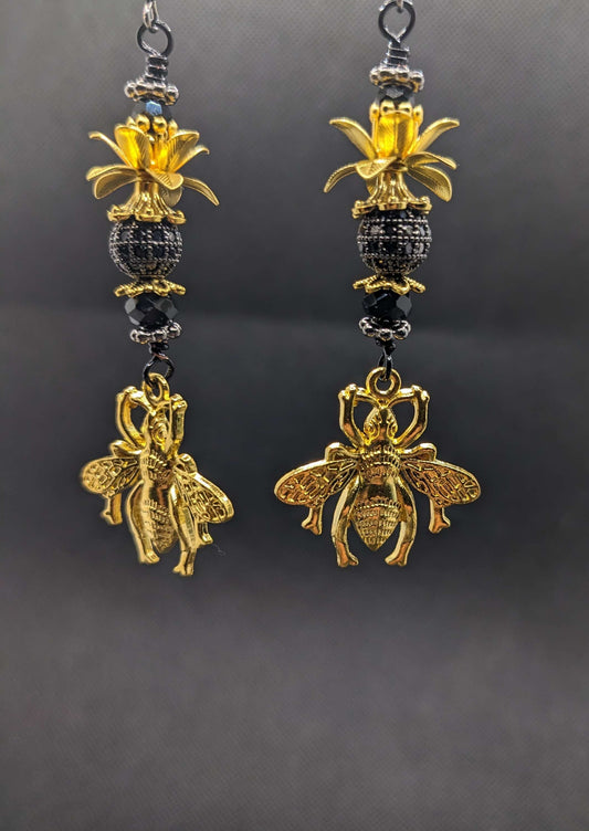 Gold Queen Bee Earrings - Earrings