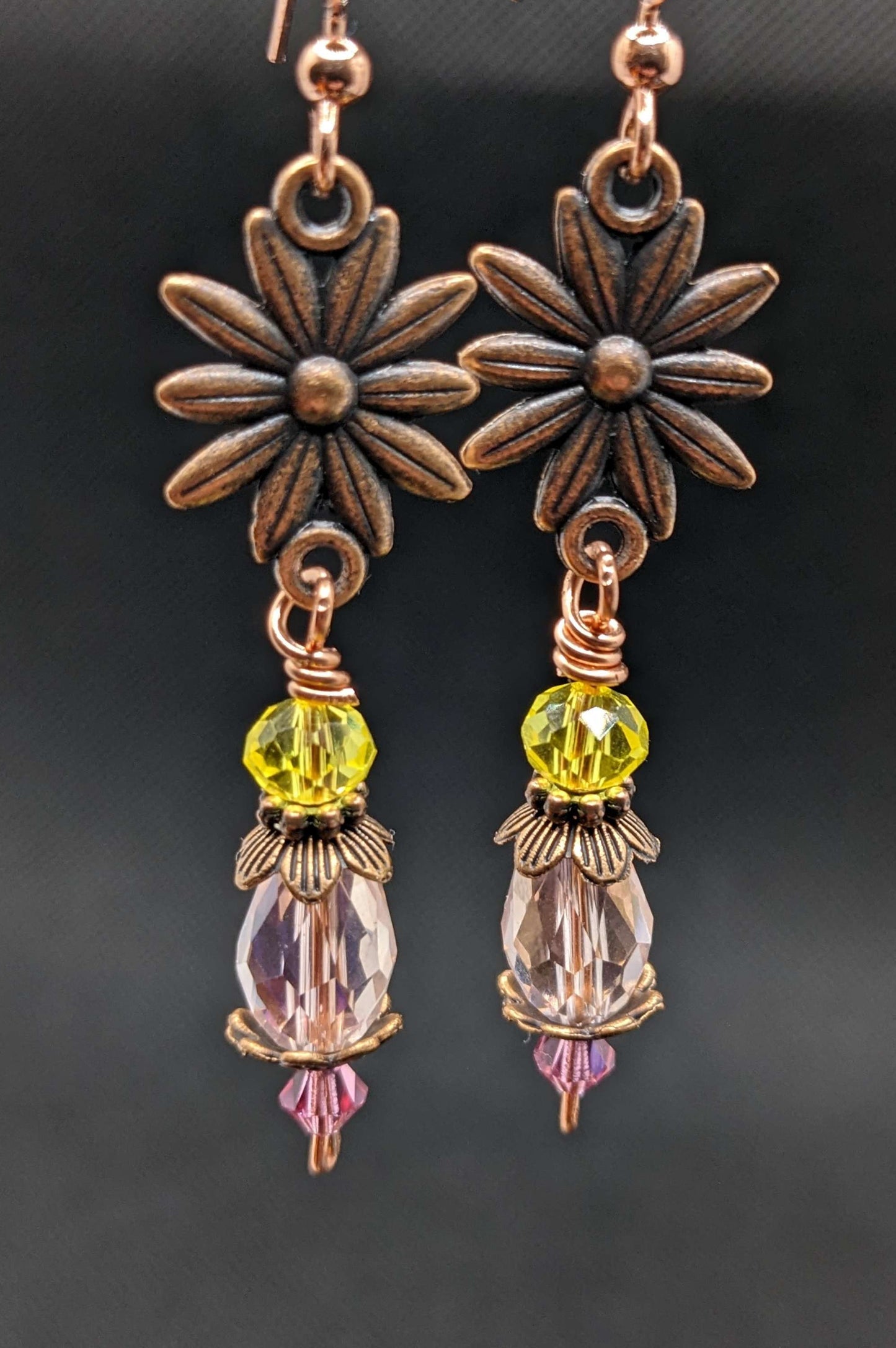 Pink & Yellow Daisy Earrings - Earrings