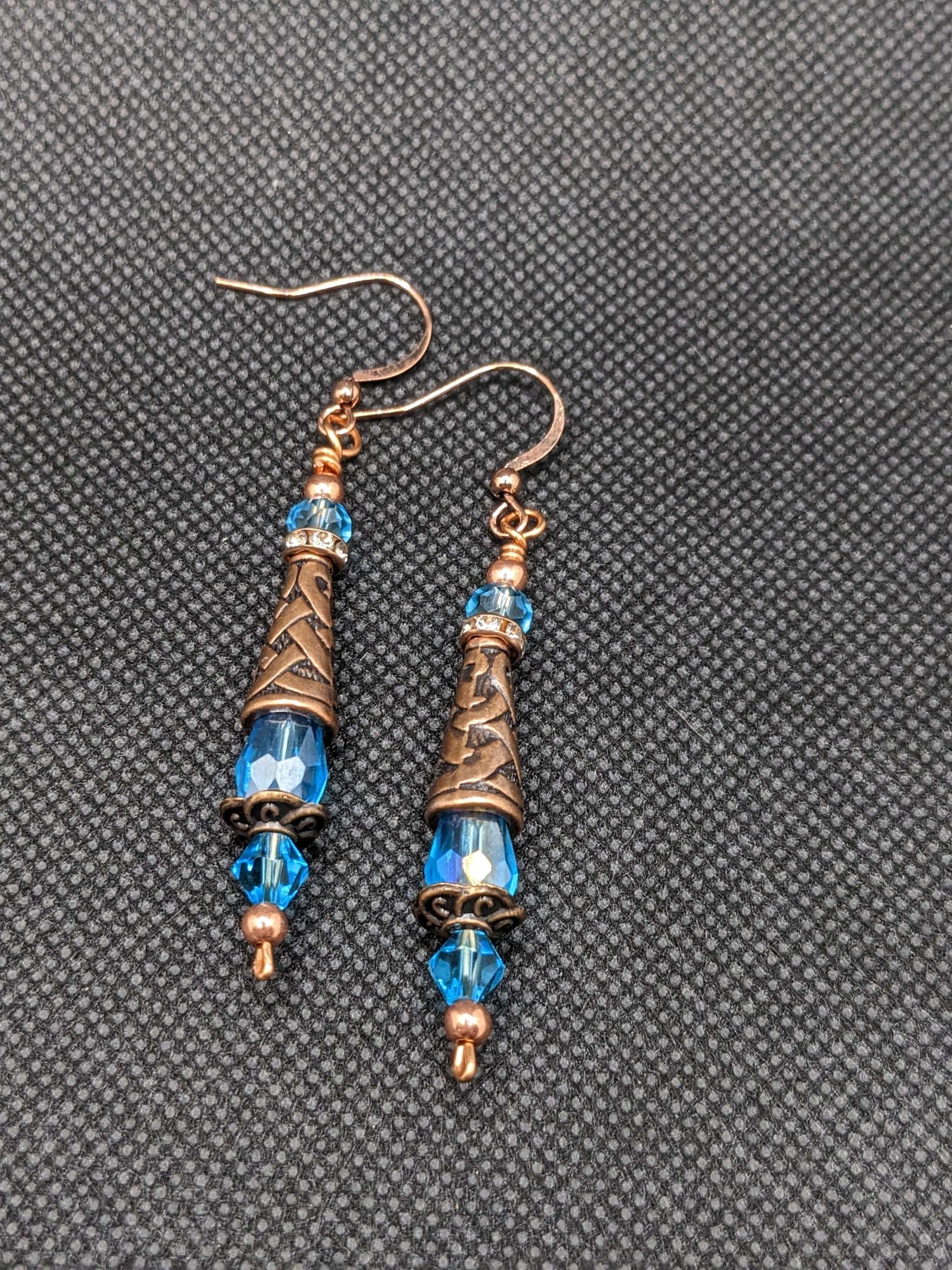 Aquamarine & Copper Earrings - Earrings