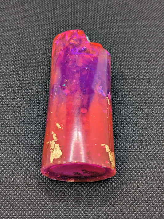 Purple, pink & gold flake lighter cover - Keychain