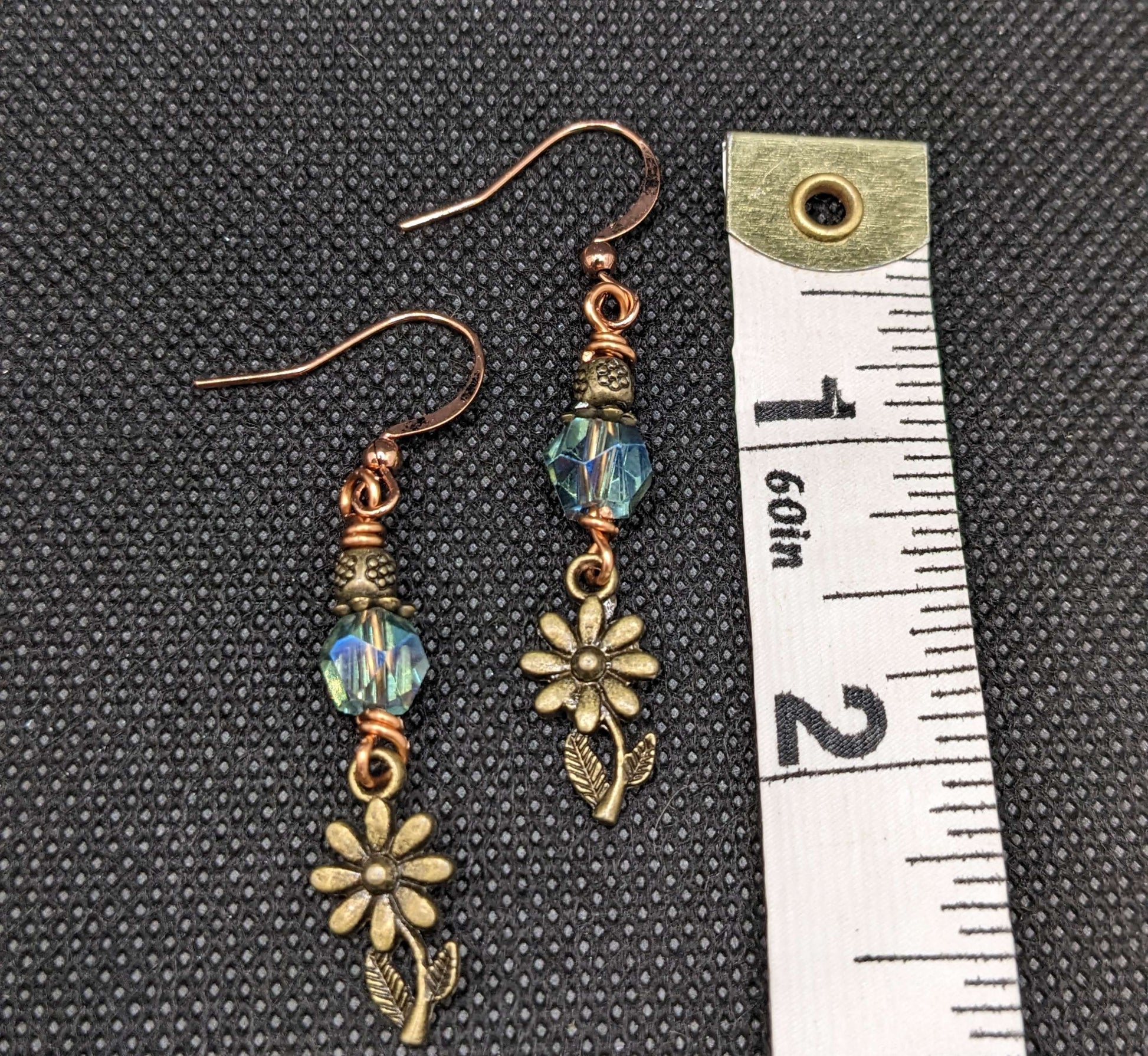 Antique Blue & gold flower Earrings - Earrings