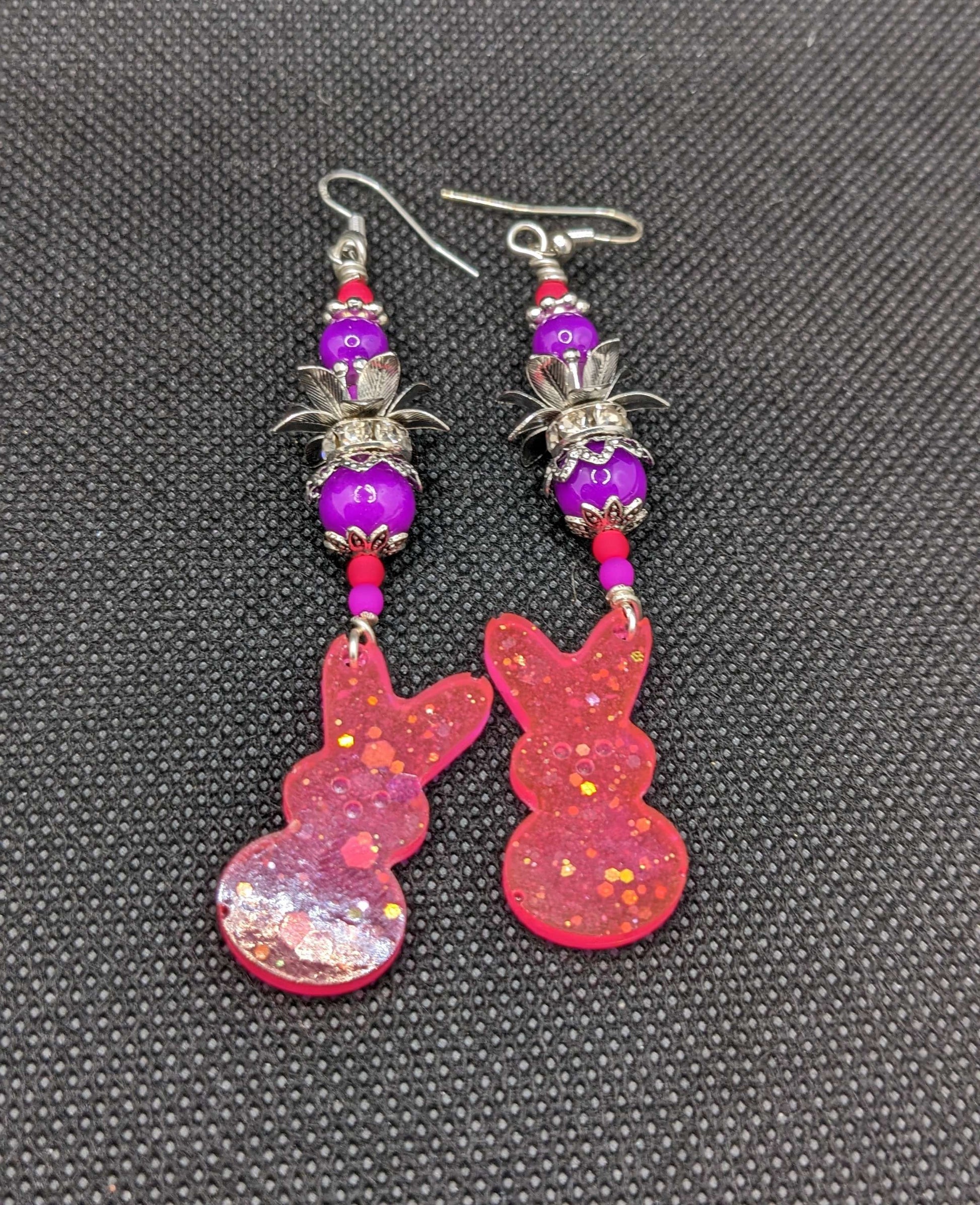 Pink & Purple Bunny Earrings - Earrings