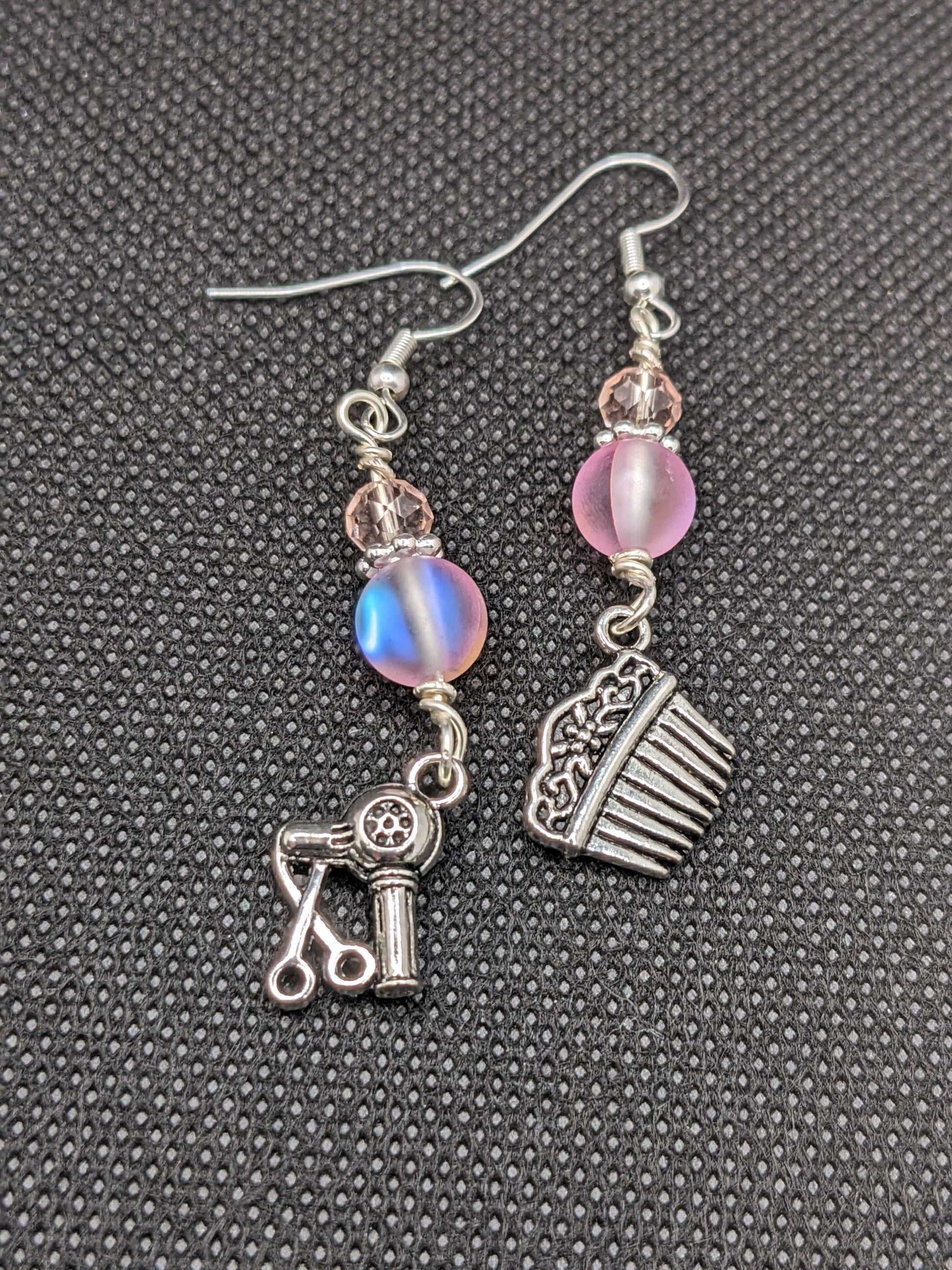 Pink Iridescent Hairdresser Earrings - Earrings