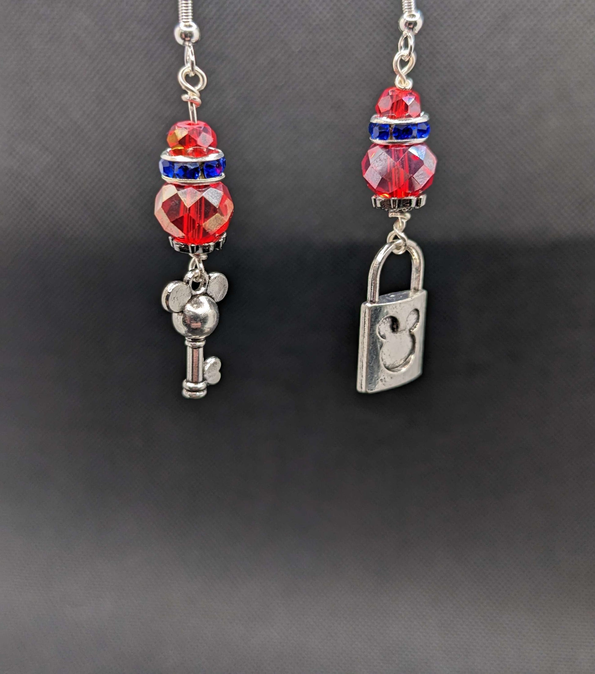 Mickey key & lock Red Earrings - Earrings