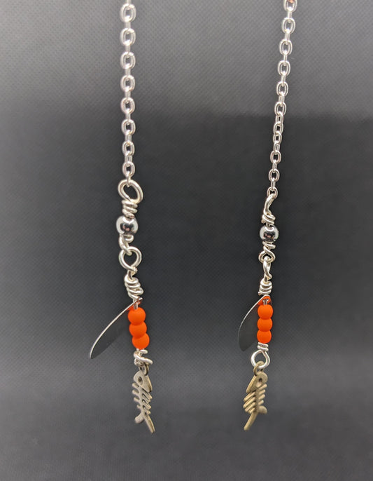 Bonefish on Neon orange Spinner Earrings - Earrings