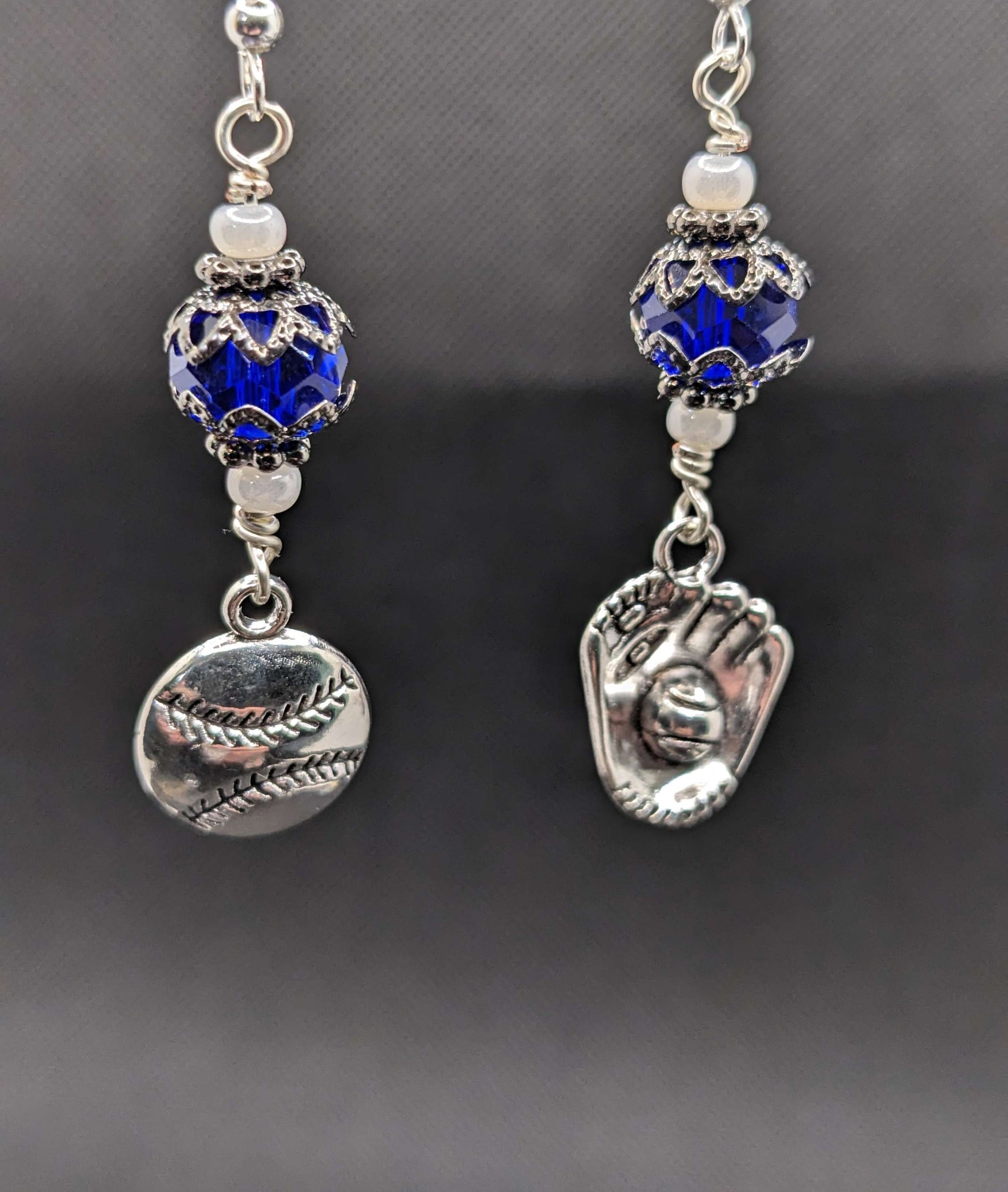 Baseball Blue crystal Earrings - Earrings