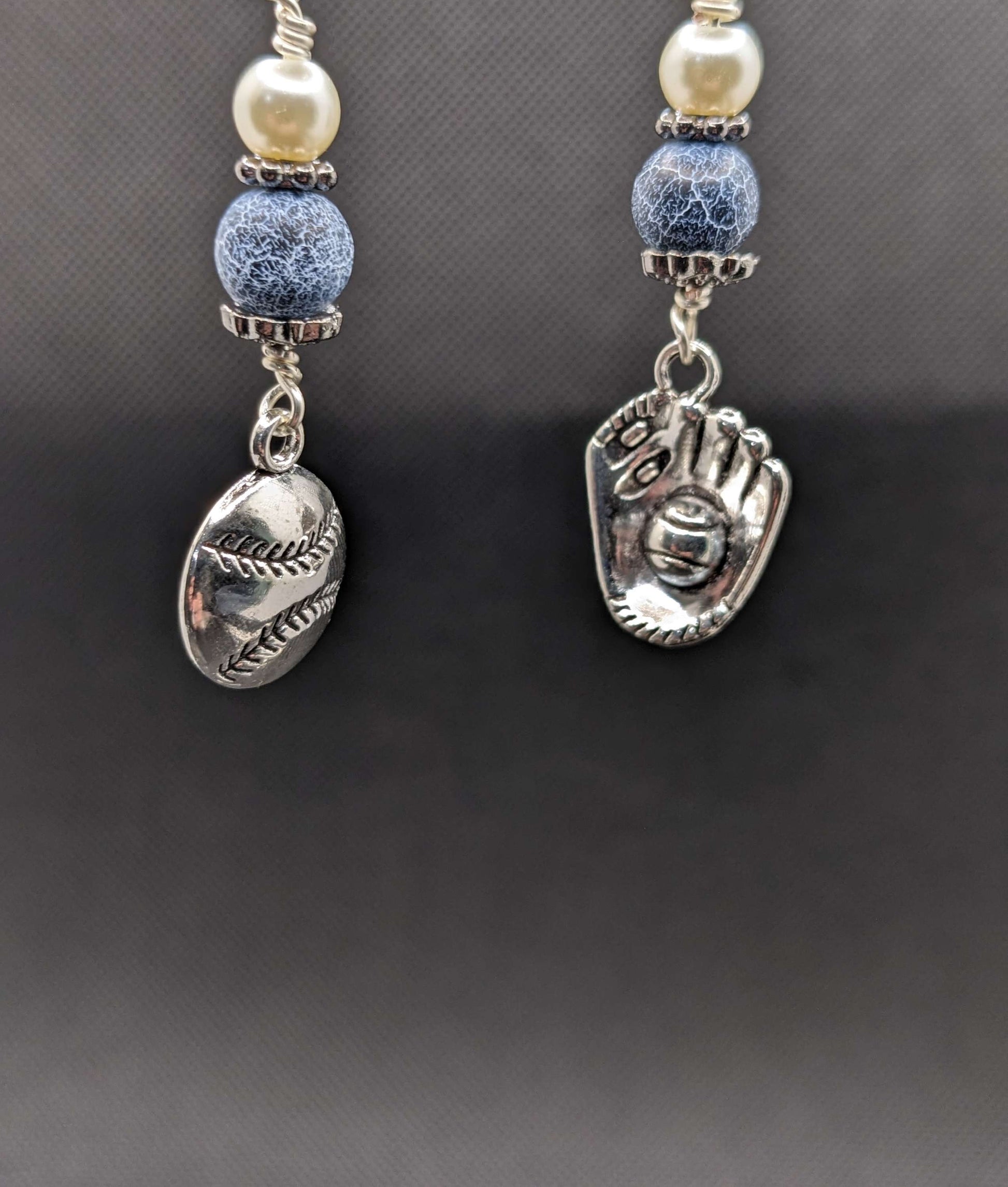 Baseball Blue stone Earrings - Earrings