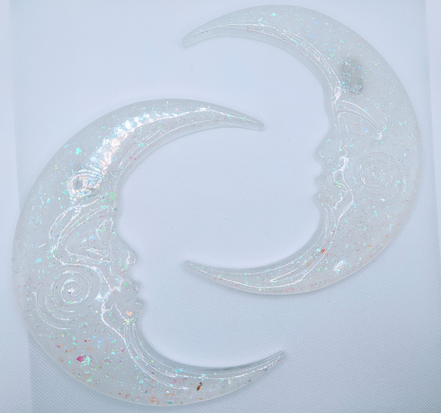 Opalescent White Moons - Keychain