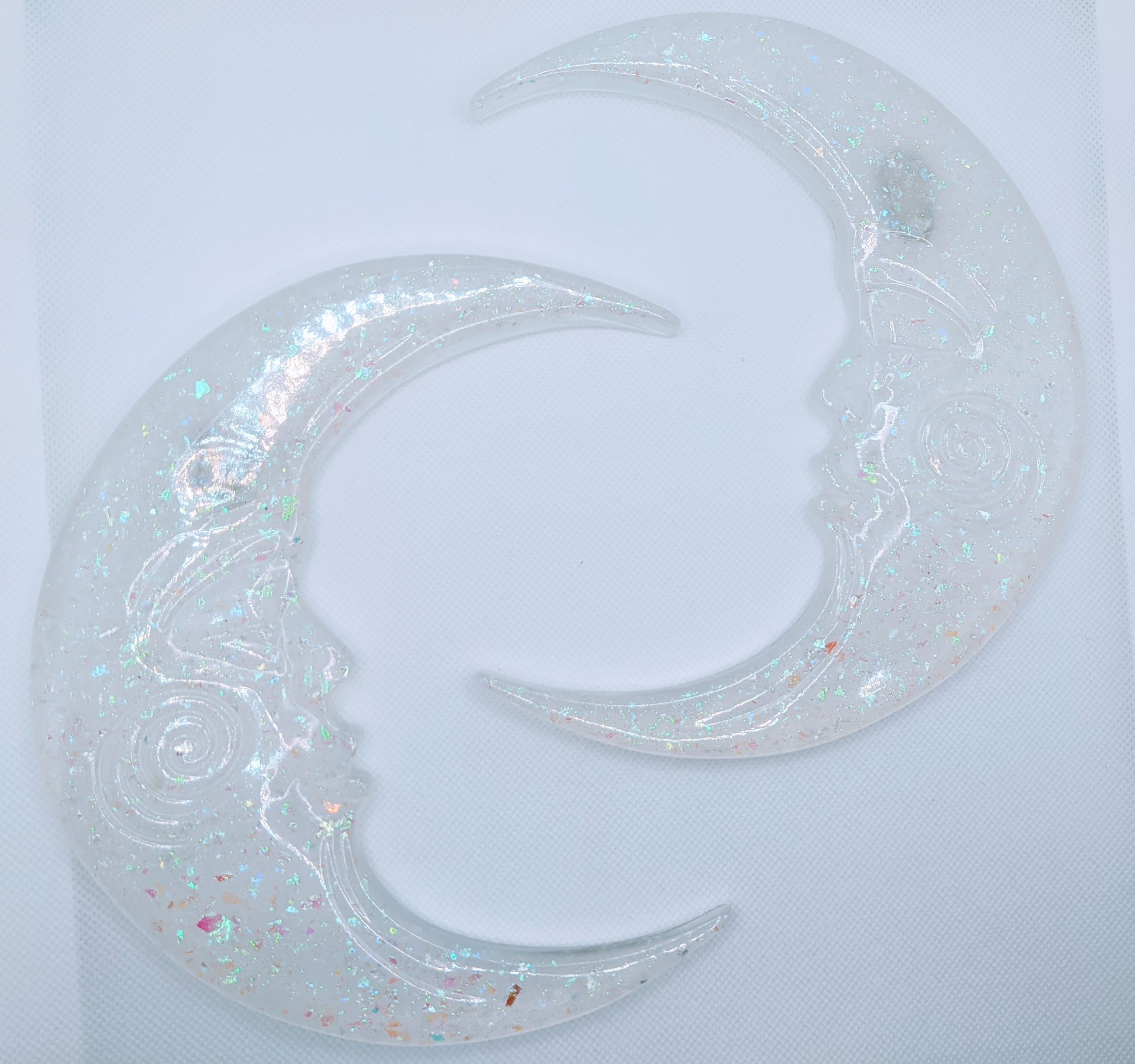 Opalescent White Moons - Keychain