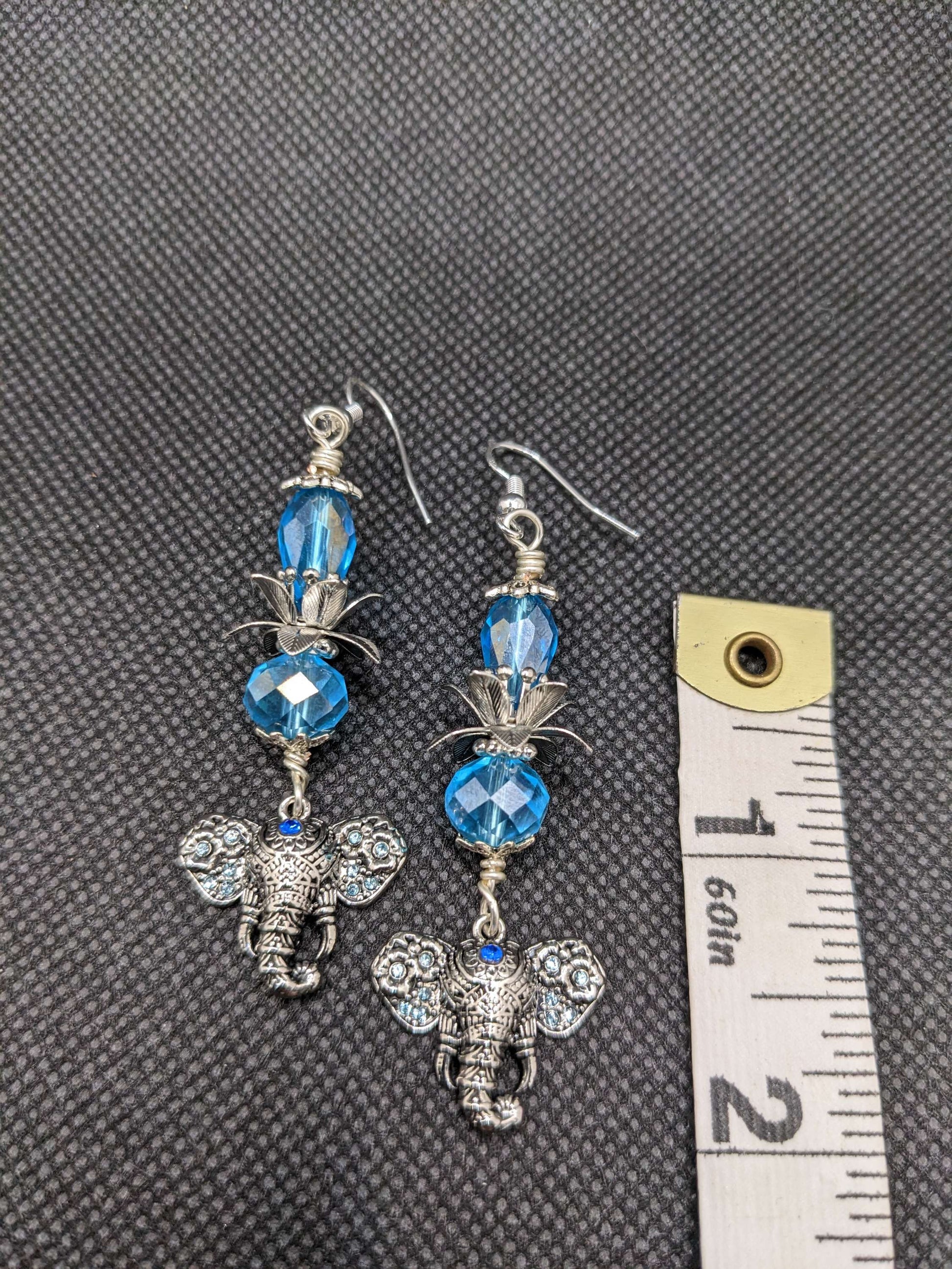 Aquamarine Elephant Earrings - Earrings