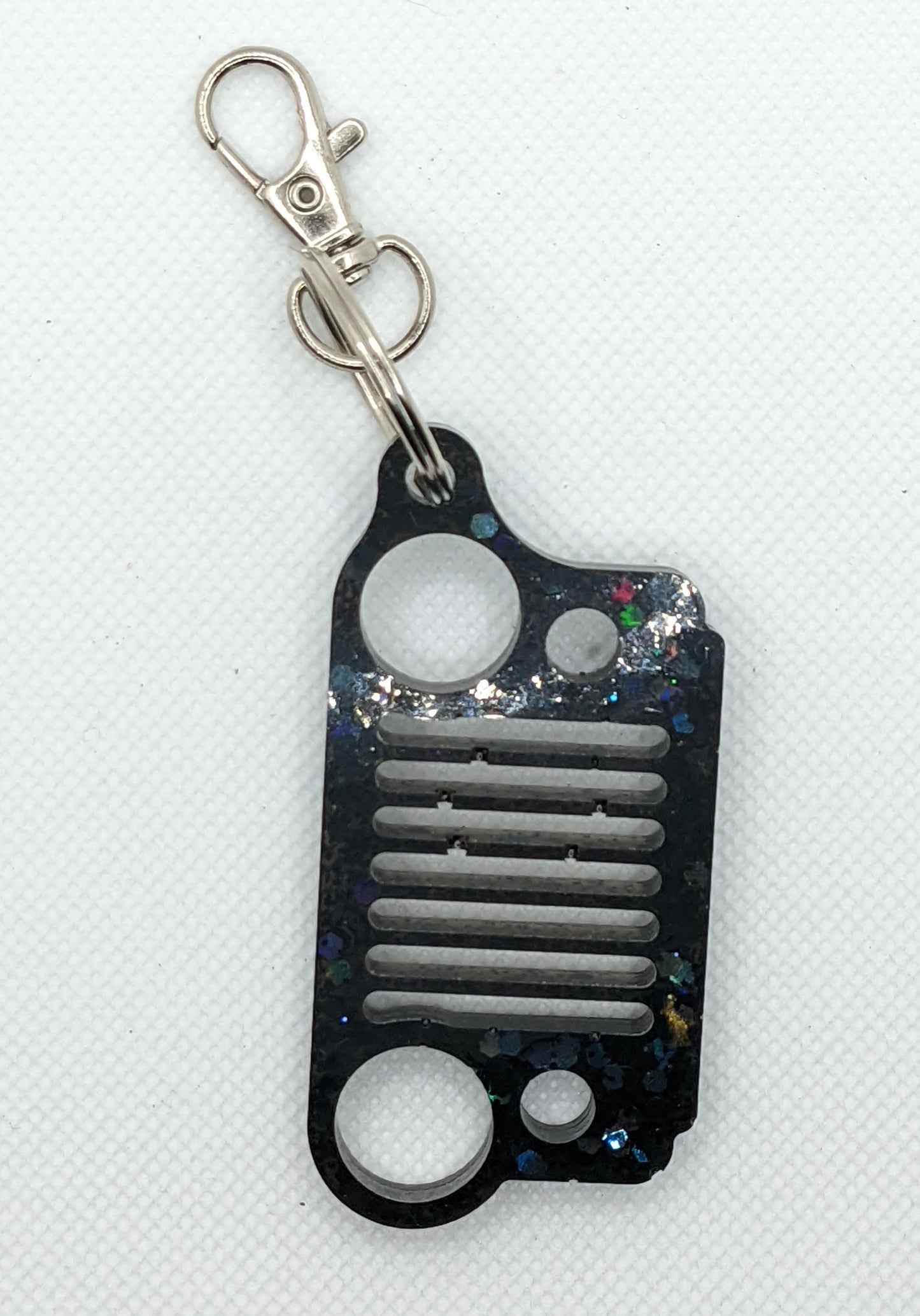 Black Holographic Glitter 4x4 Grill - Keychain