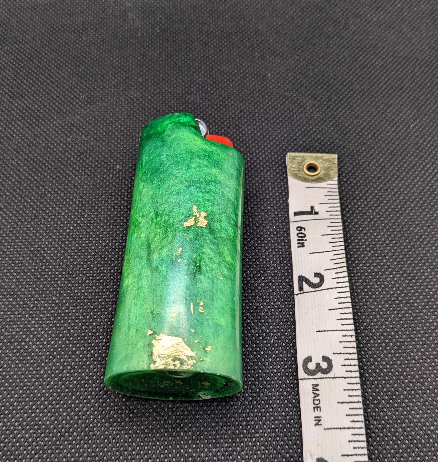 Green & Gold flake lighter cover - Keychain