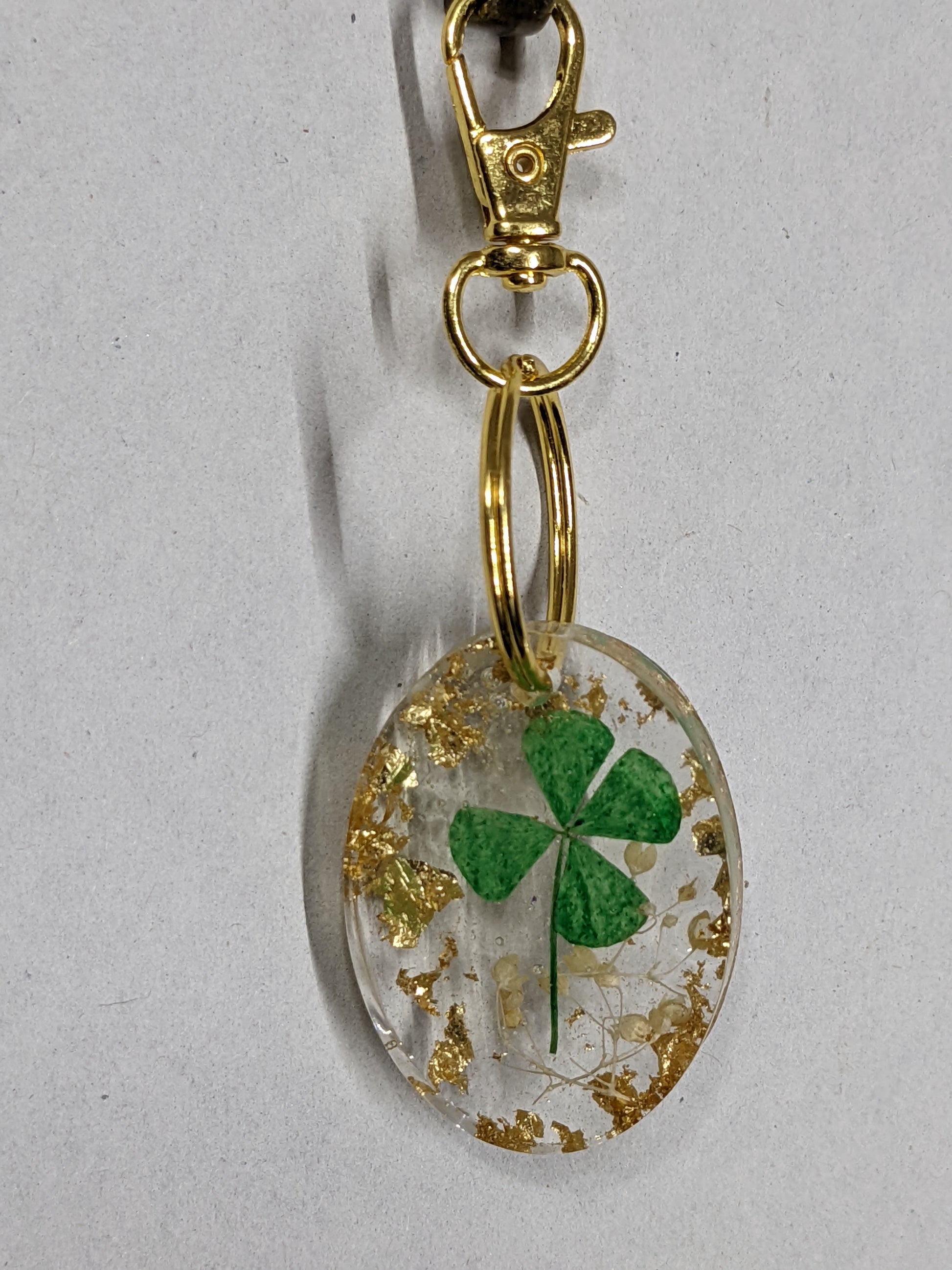 4-Leaf Clover & Gold keychain - Keychain