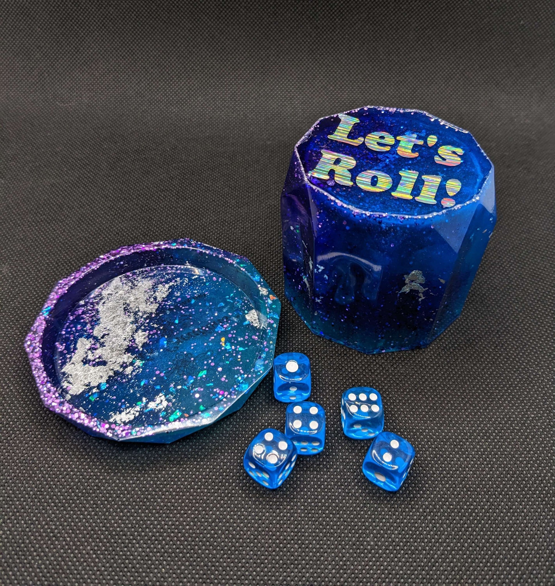 Blue & Purple Dice Shaker Game - Keychain