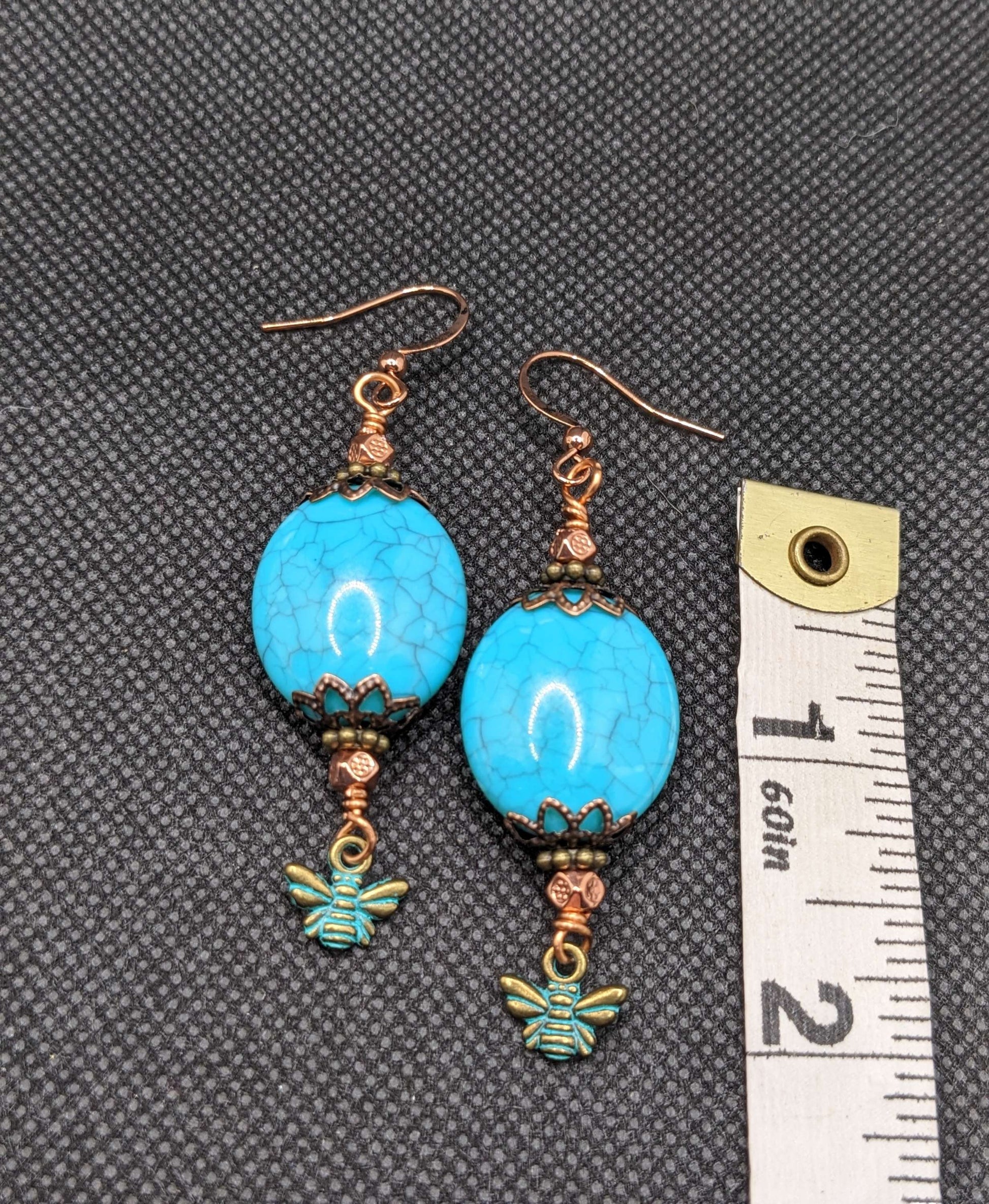 Turquoise Worker Bee Earrings - Earrings