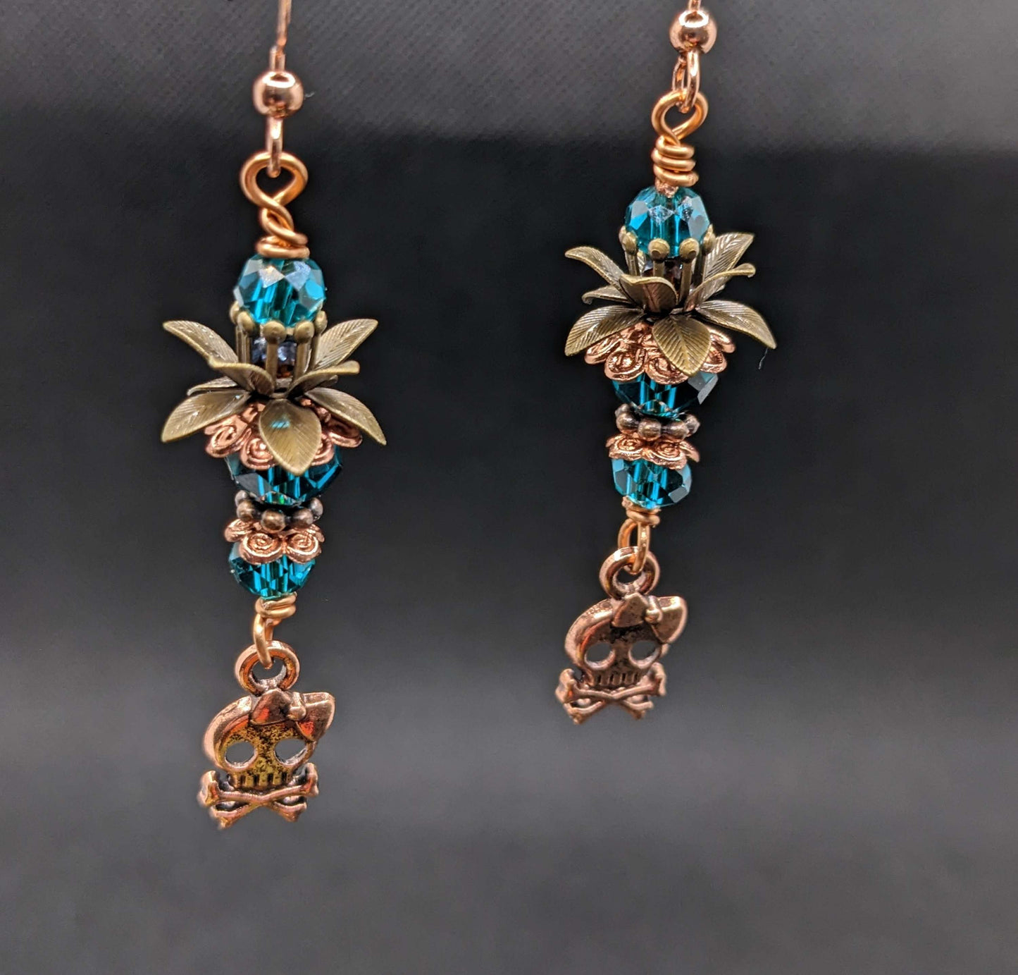 Teal Skull & Crossbone Earrings - Earrings