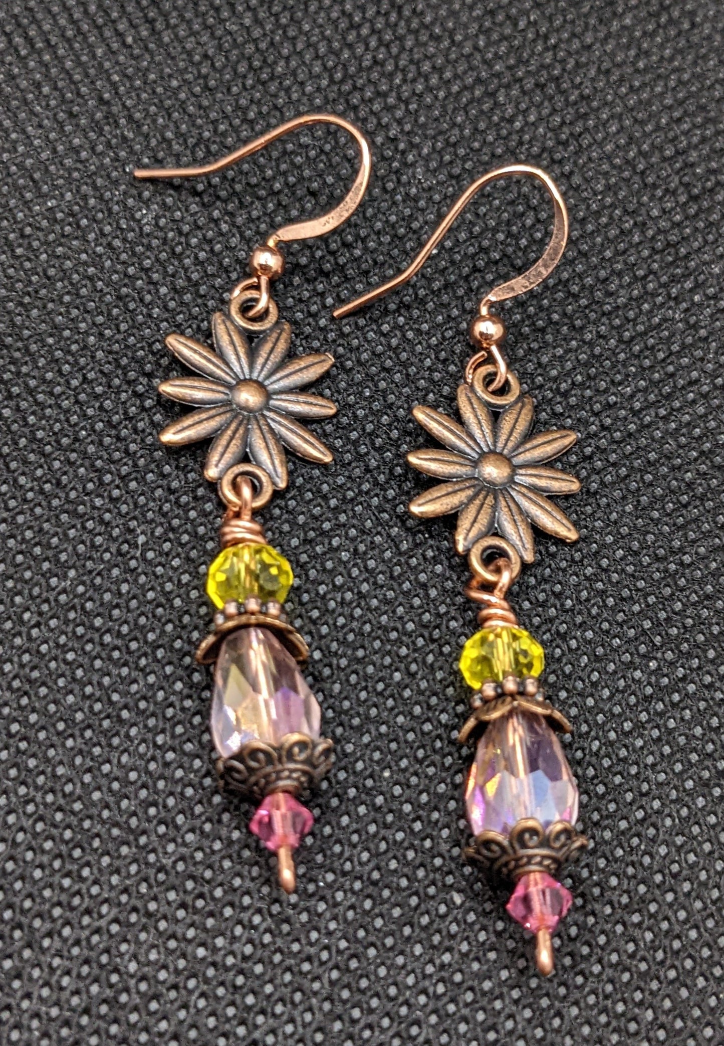 Pink & Yellow Daisy Earrings - Earrings