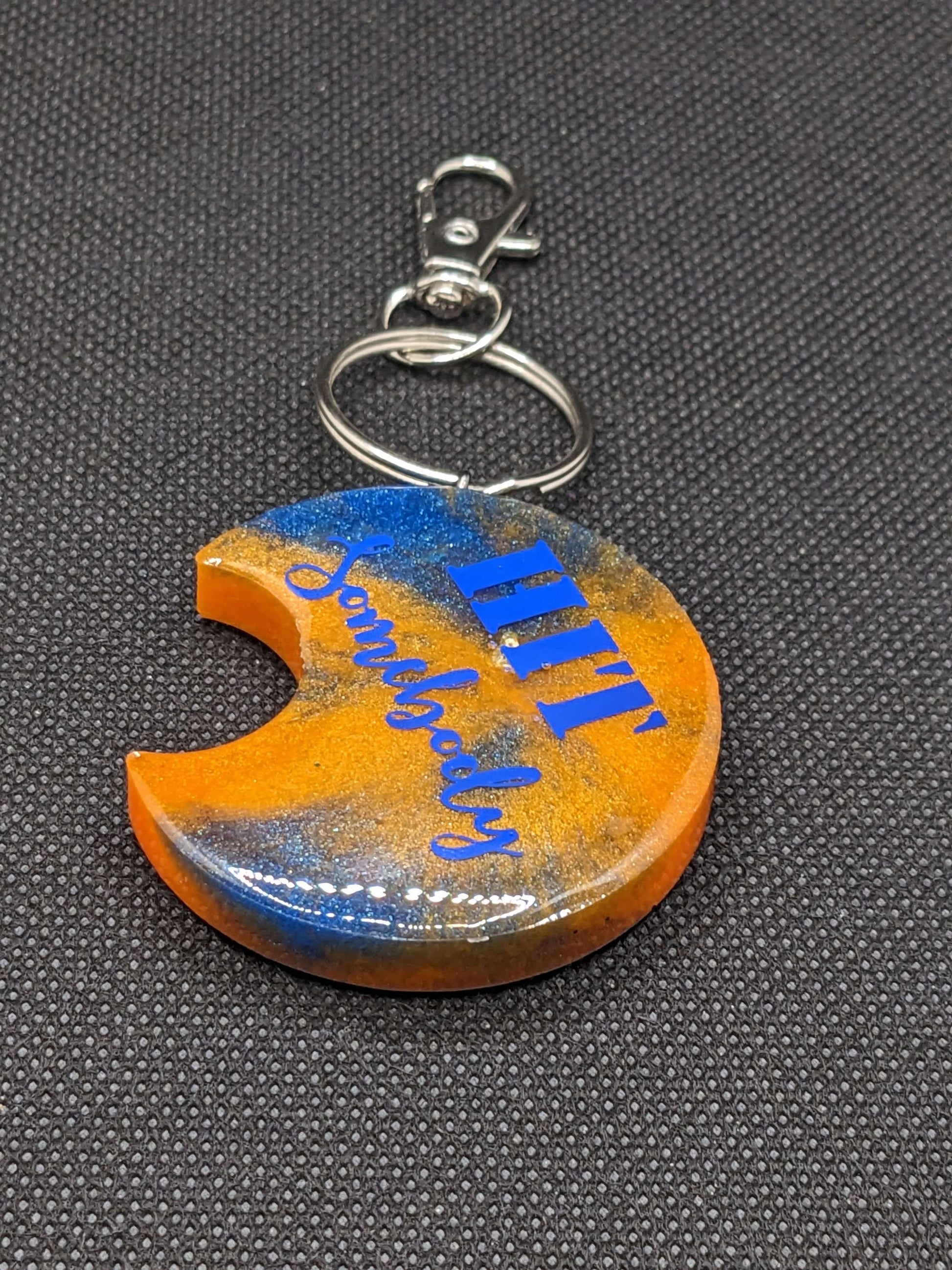 Blue & Orange Football moon Shaker Keychain - Keychain