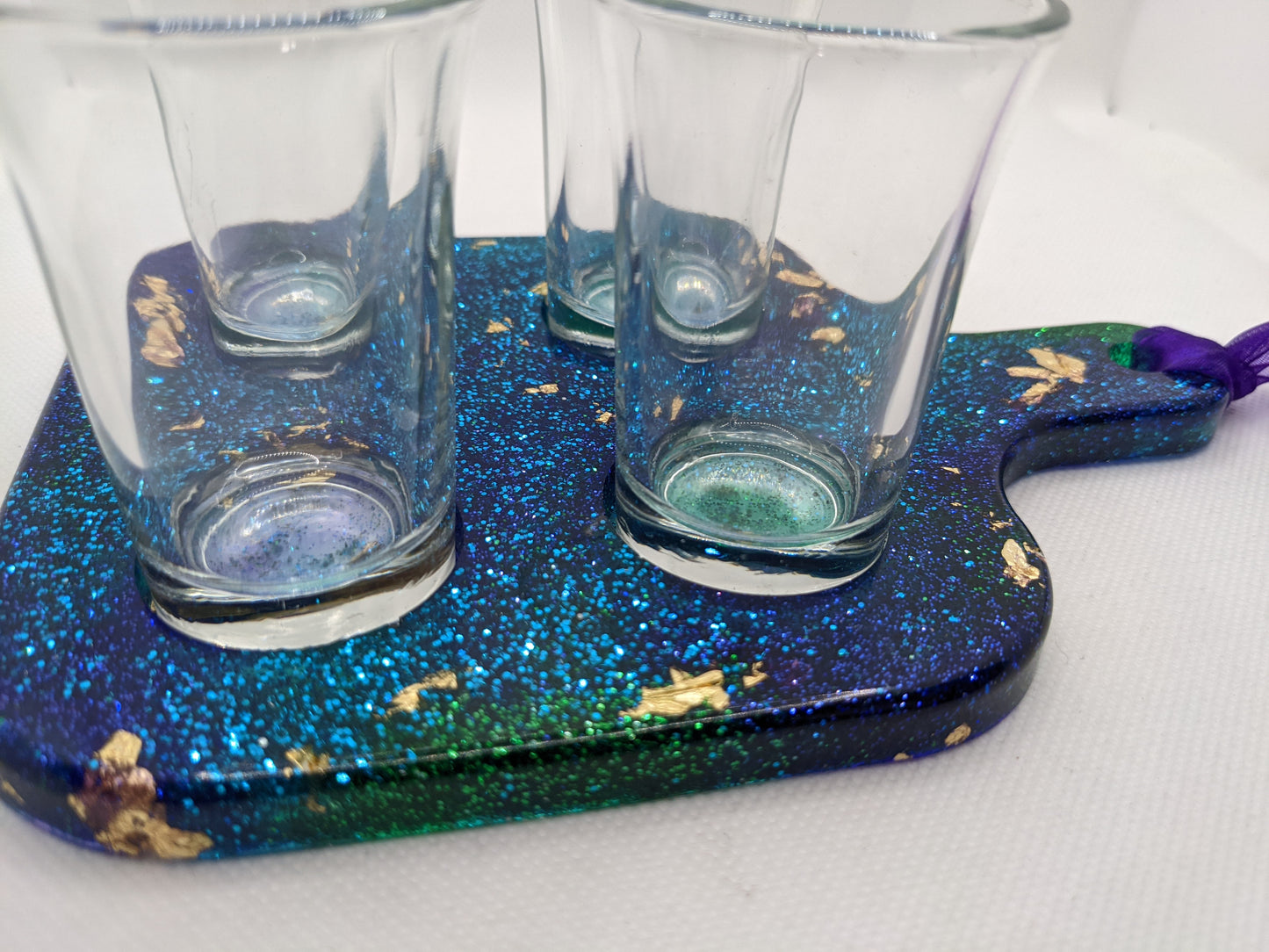 Purple & Teal Shot Glass Tray - Keychain